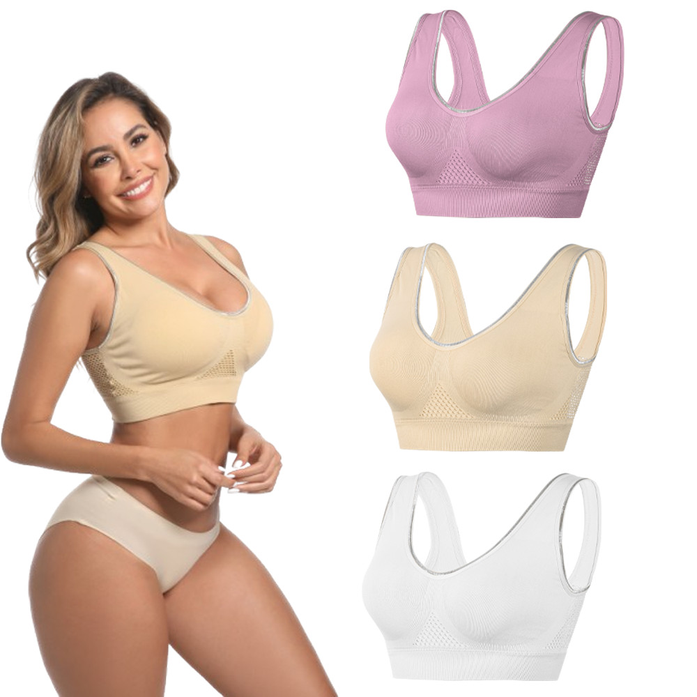 3-Pack Seamless Comfort Wireless Bra Women Padded Daily Underwear Multicolor