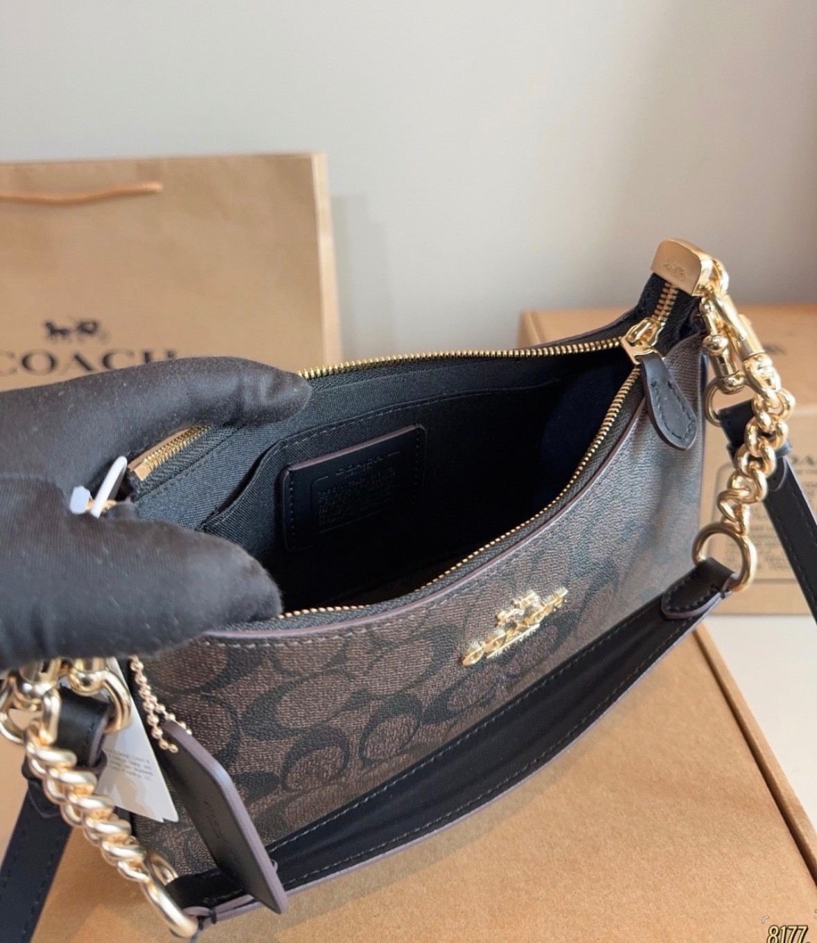 NWT Brown Coach Teri Bag In Signature Canvas/Gold