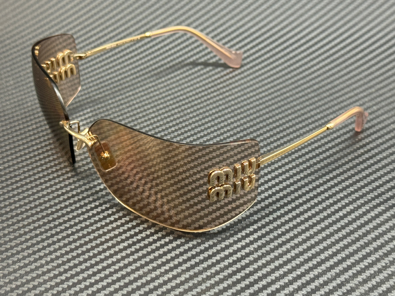 MIU MIU MU 54YS ZVN20F Pale Gold Pink Women’s 80 mm Sunglasses