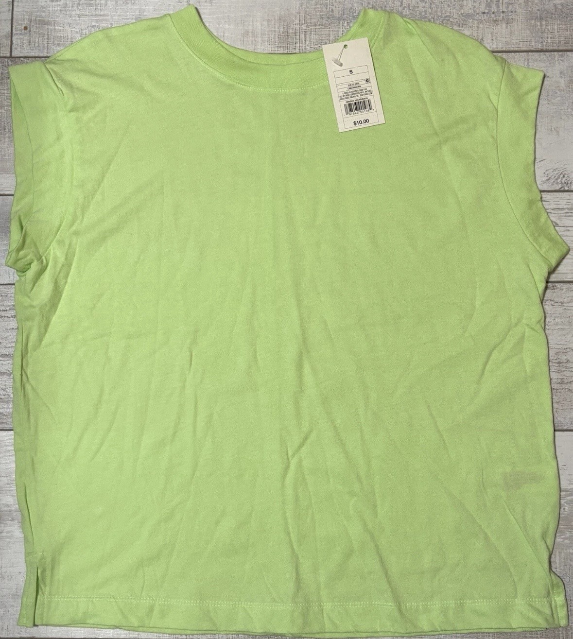 Women’s A New Day Small Lime Green Sleeveless Crew Neck T-Shirt Top CottonModal