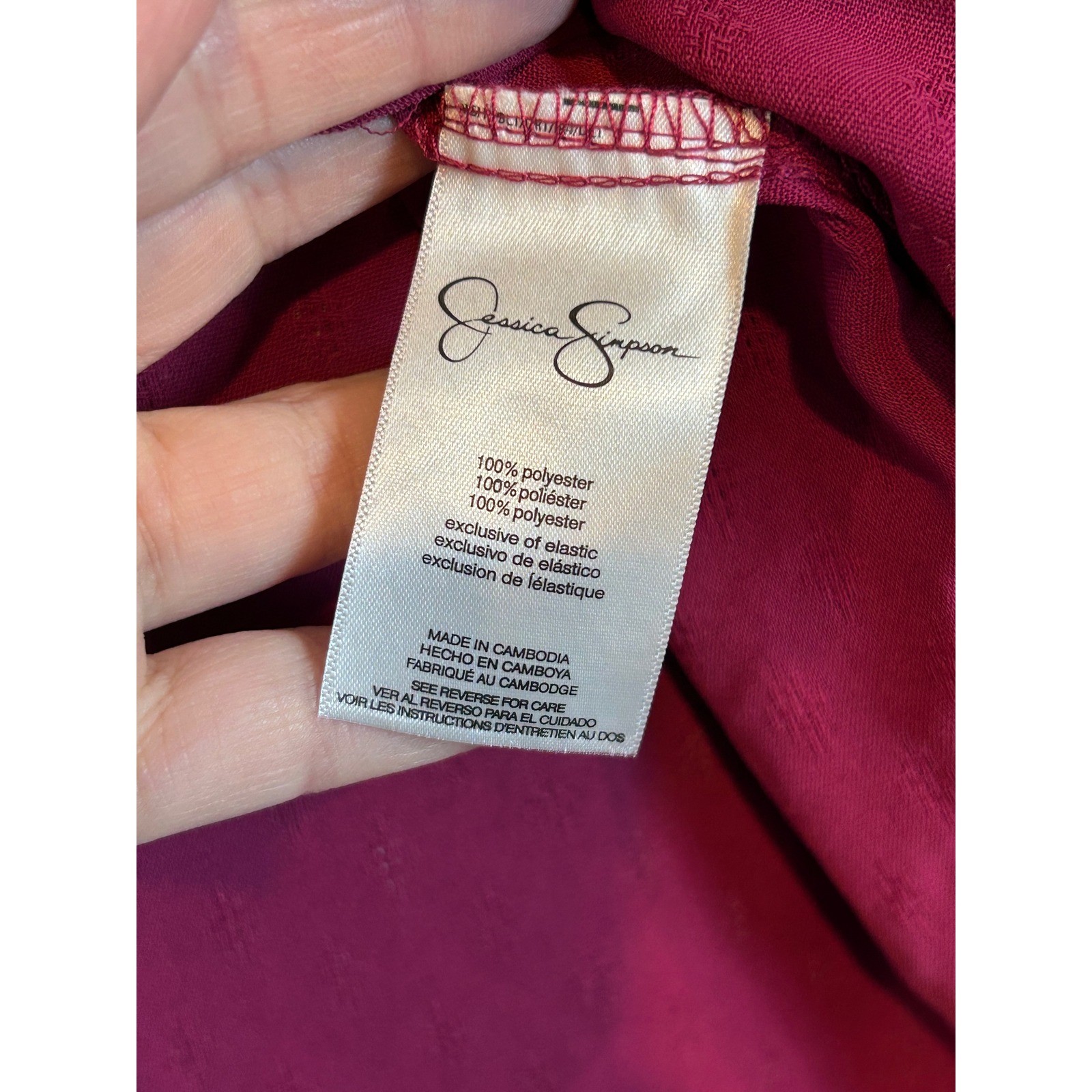 NWT Boho Women XL Berry Wine Smocked Long Sleeve Dobby Blouse Peasant Top Casual