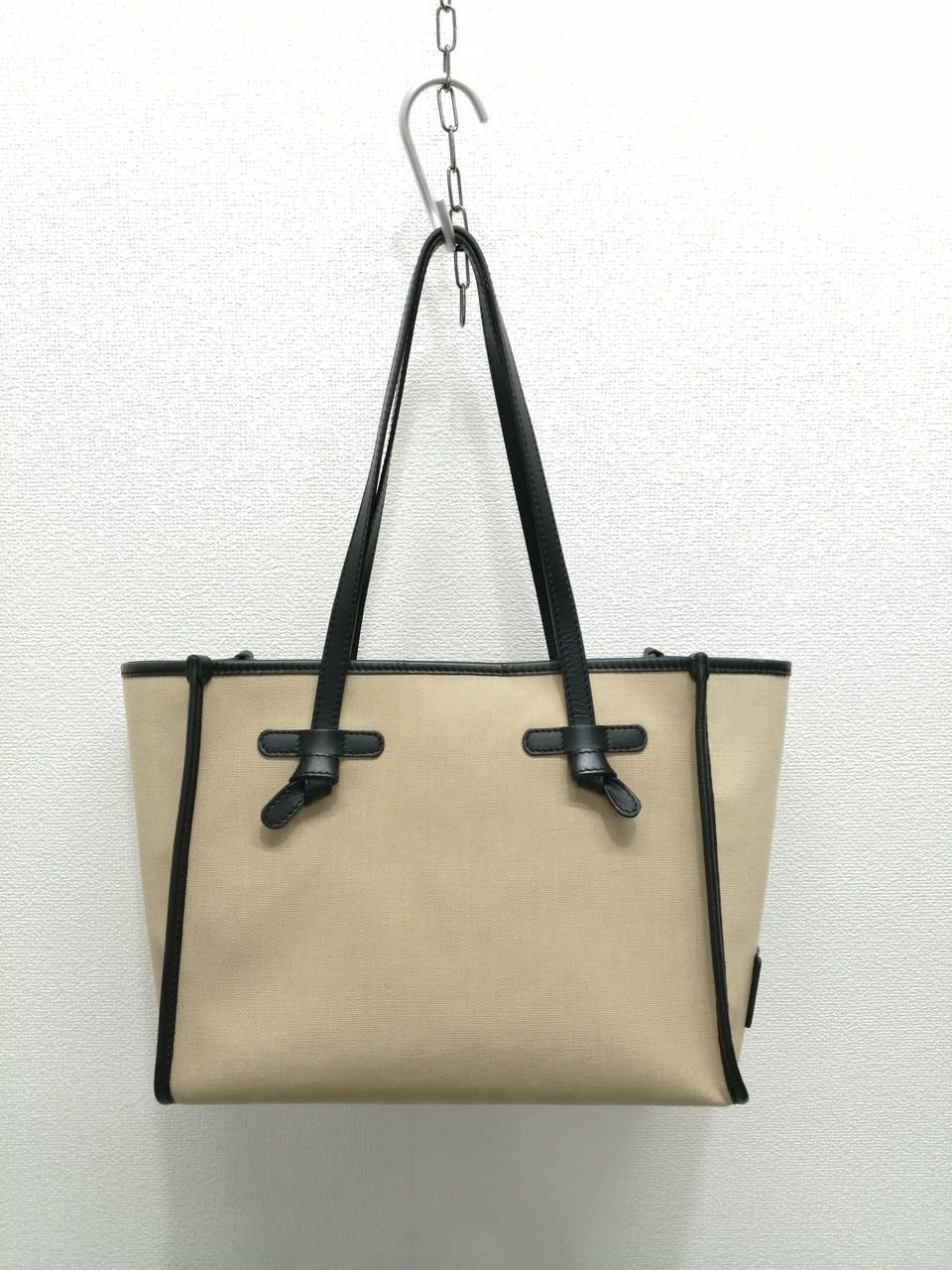 Gianni Chiarini Tote Bag Marcella Beg Canvas × Blk Leather Used