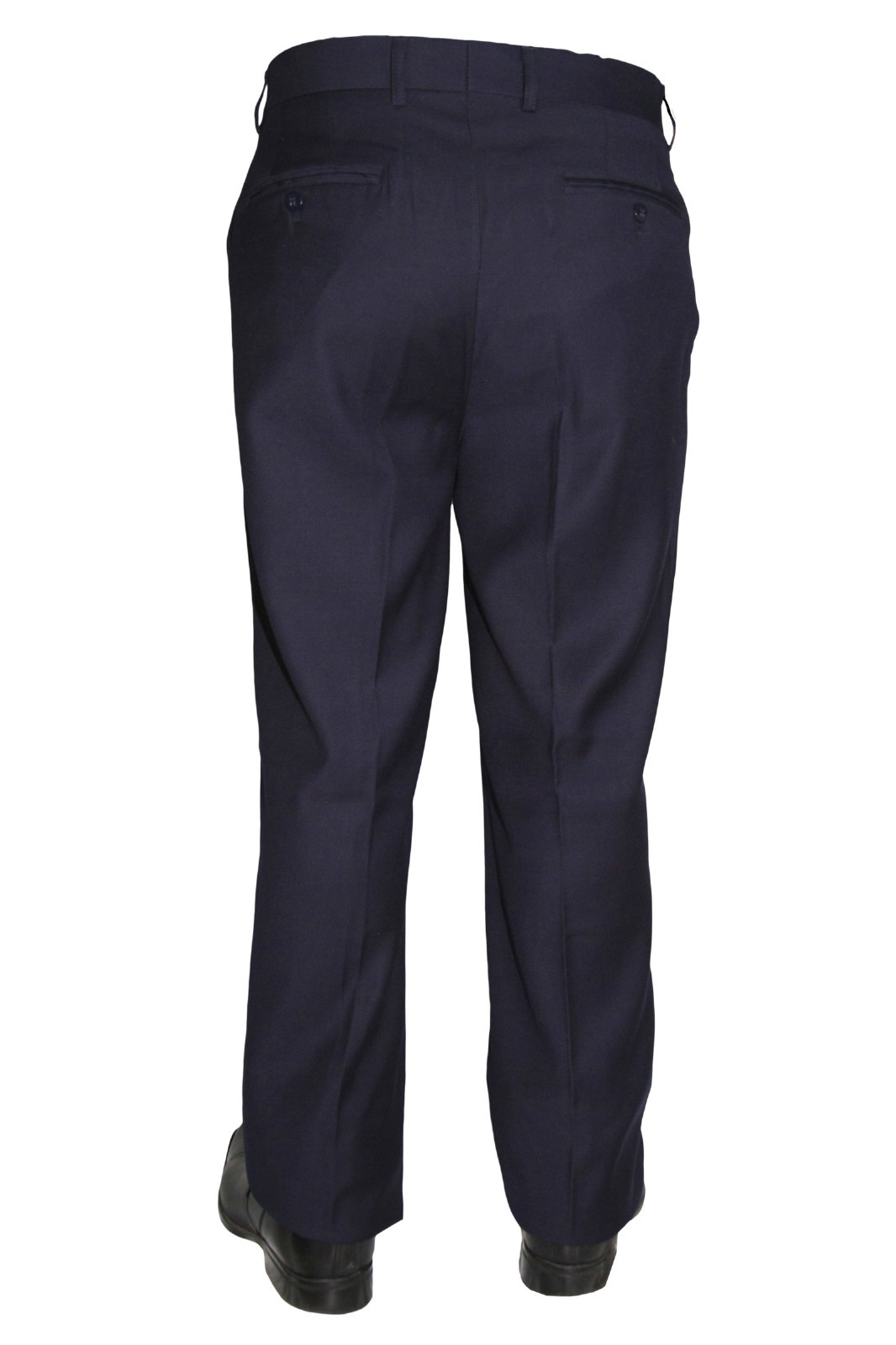 Mens Navy Poly Rayon Dress Pants ZRA Slacks Flat Front Trousers Sizes 28 to 52