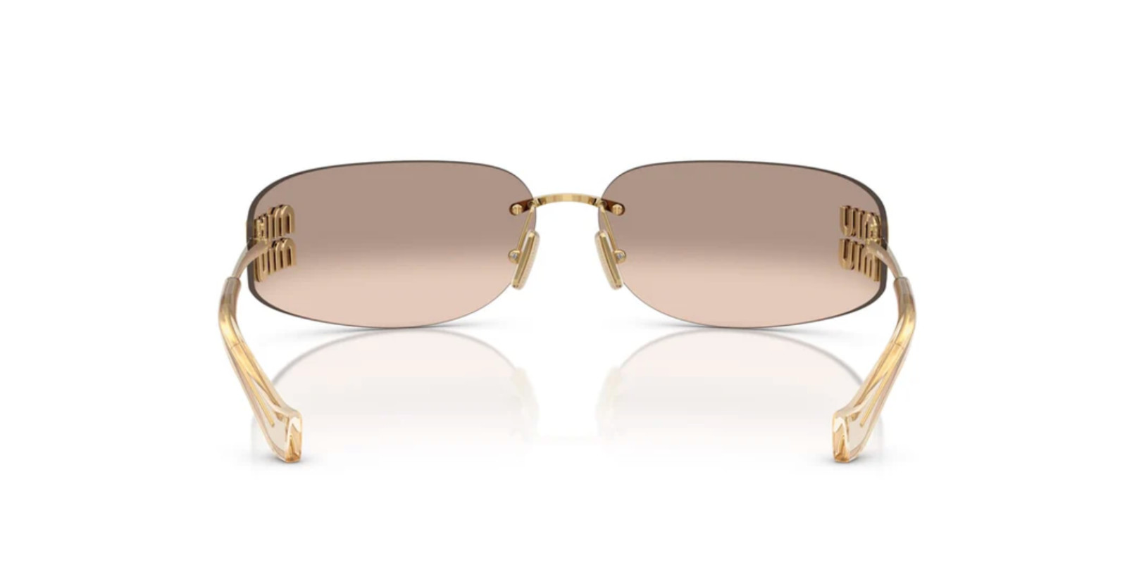 Miu Miu MU A51S 5AK20P Unisex Rectangle Sunglasses in Gold with Brown Lens 100%