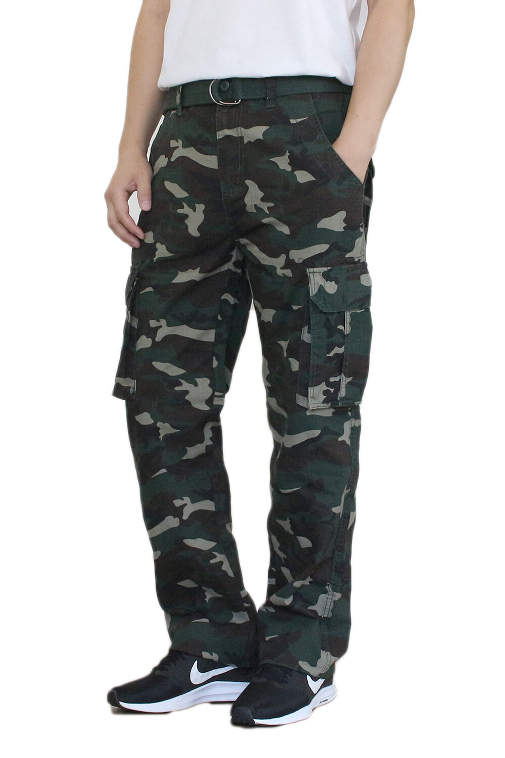 LA GATE Men’s Twill Camo Cargo Pants with Belted Size 28 to 50