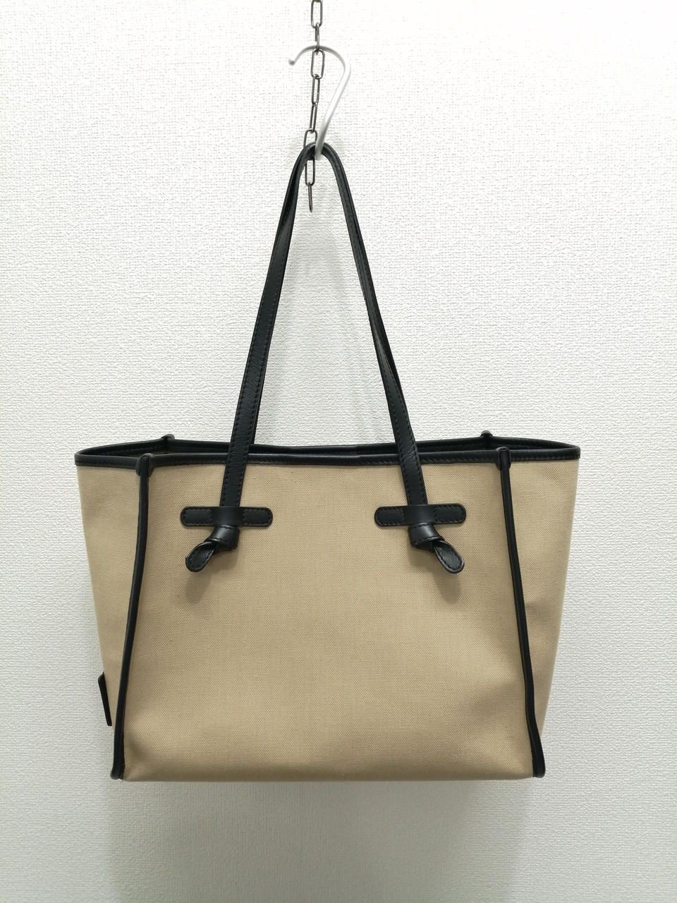 Gianni Chiarini Tote Bag Marcella Beg Canvas × Blk Leather Used