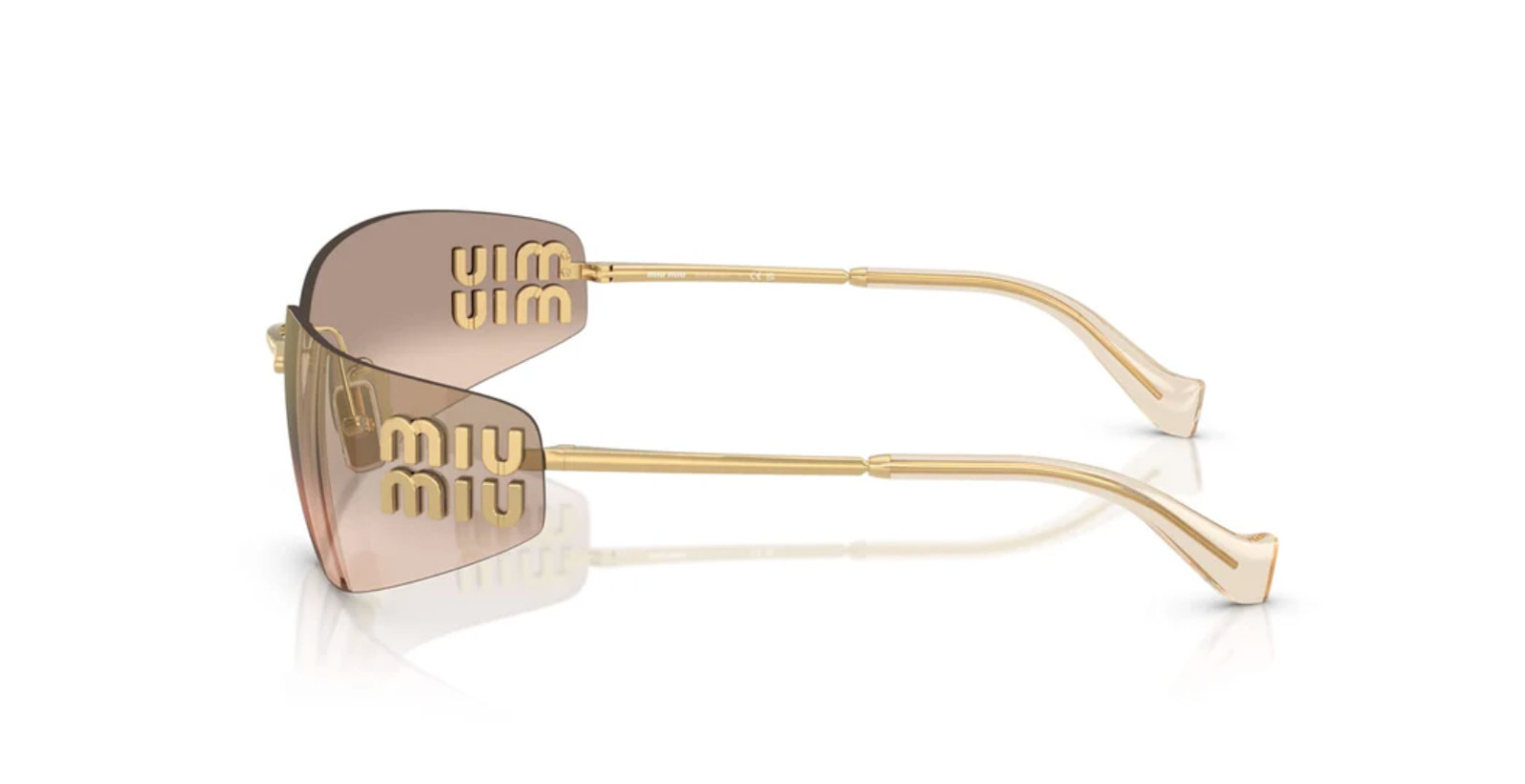 Miu Miu MU A51S 5AK20P Unisex Rectangle Sunglasses in Gold with Brown Lens 100%