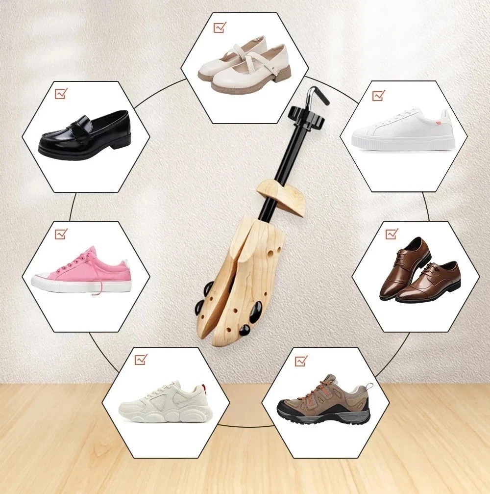 2-Way Wooden Shoe Stretcher Adjustable Width Length Expander Men Women Boots US