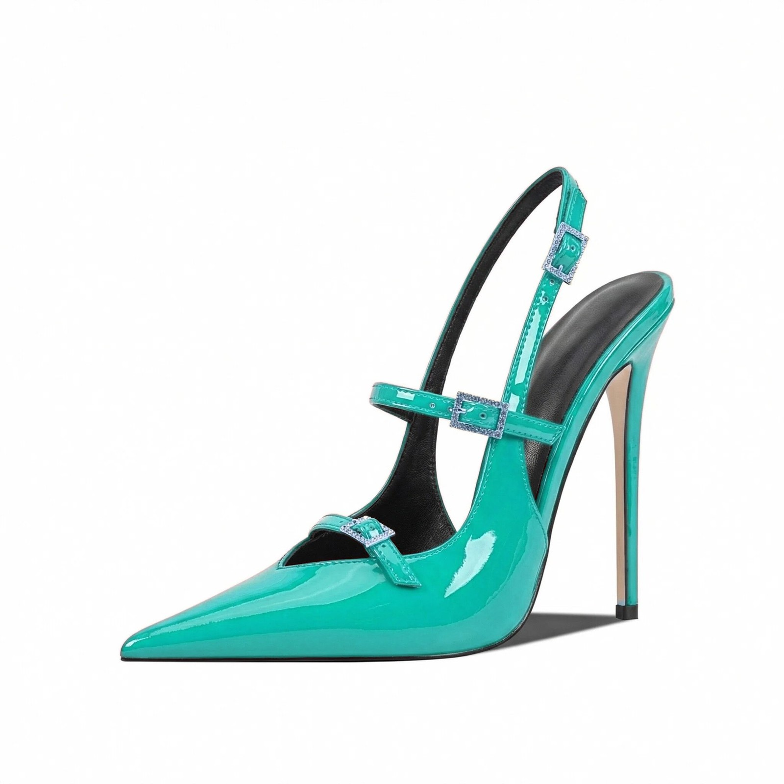 Patent Leather Pointed Toe Stilettos Sandals Women’s Pointy Toe Slingback Shoes