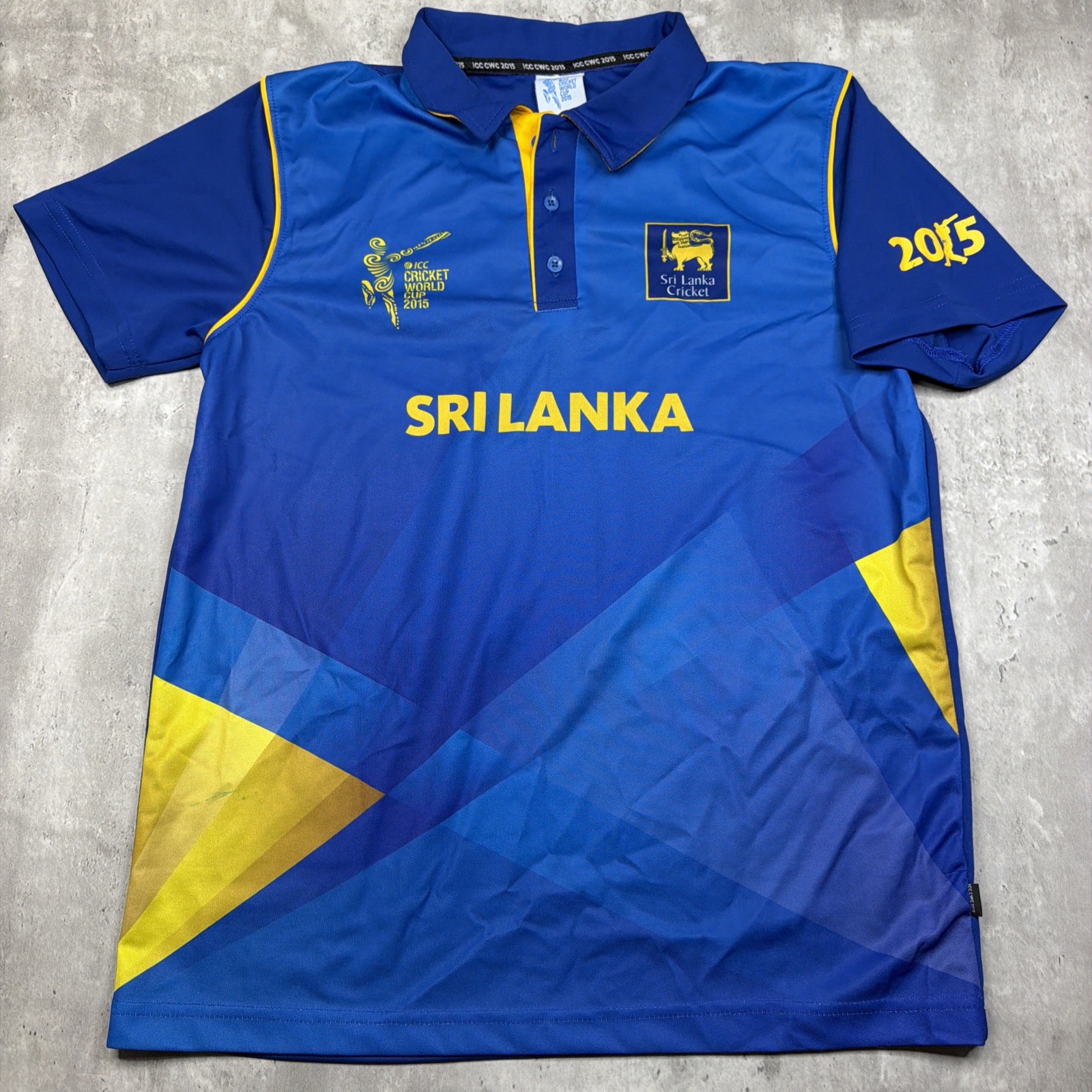 Mens Sri Lanka Cricket Team 2015 ICC World Cup Jersey Polo Shirt Blue Sz L