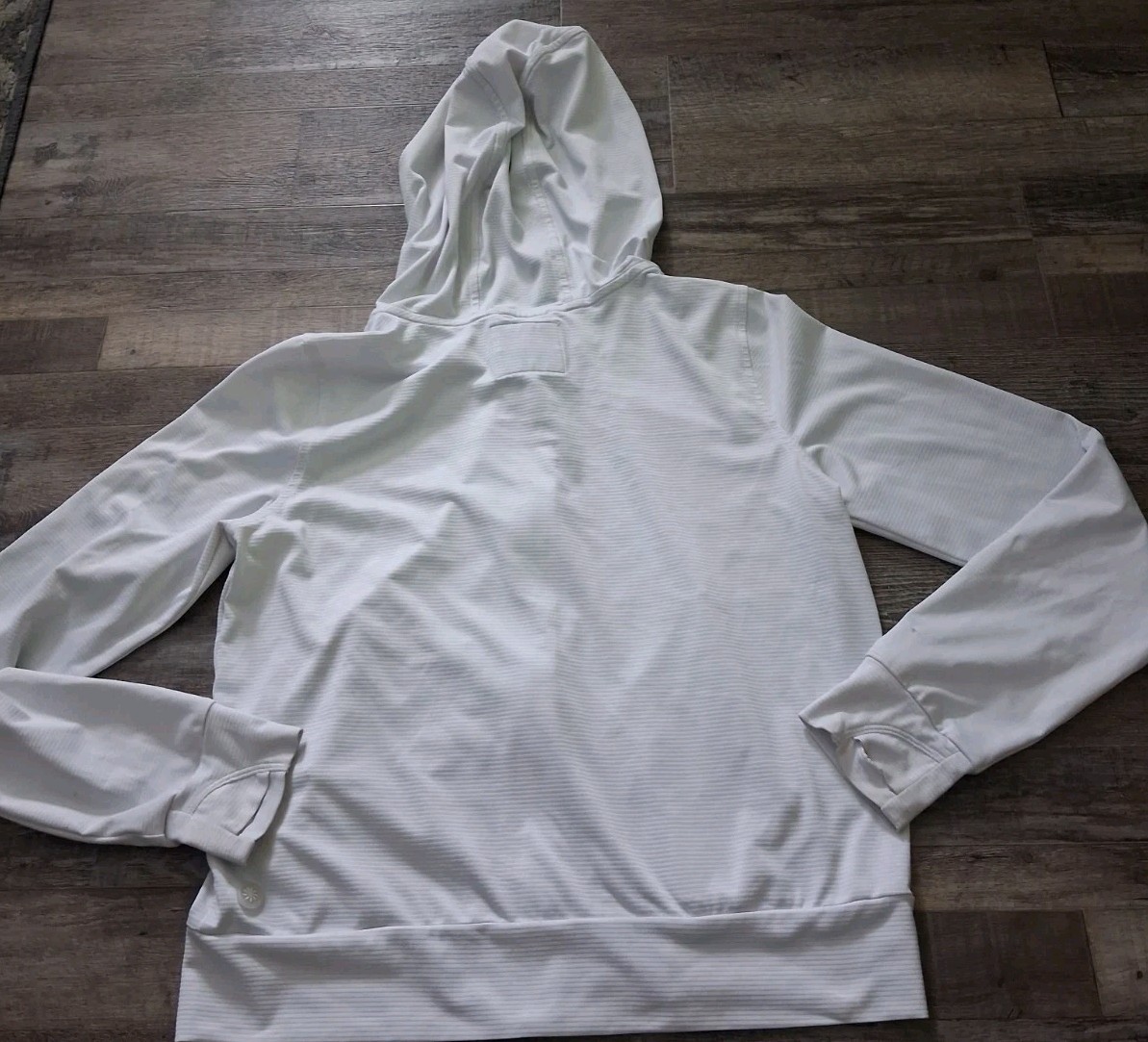 Athleta Girl Sunny Days Jacket Size XL/14 White Hooded Full Zip Activewear Logo
