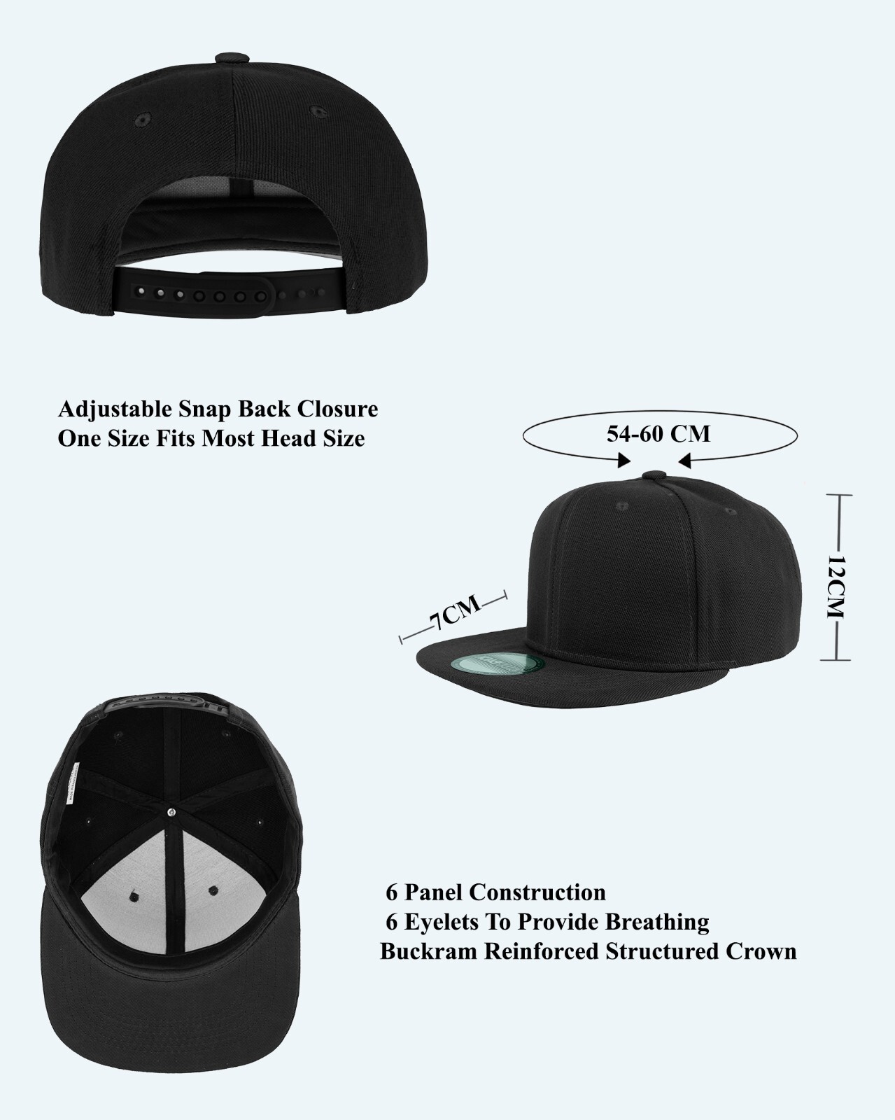 Plain Blank Flat Brim Adjustable Snapback Baseball Caps WHOLESALE LOT 12pcs