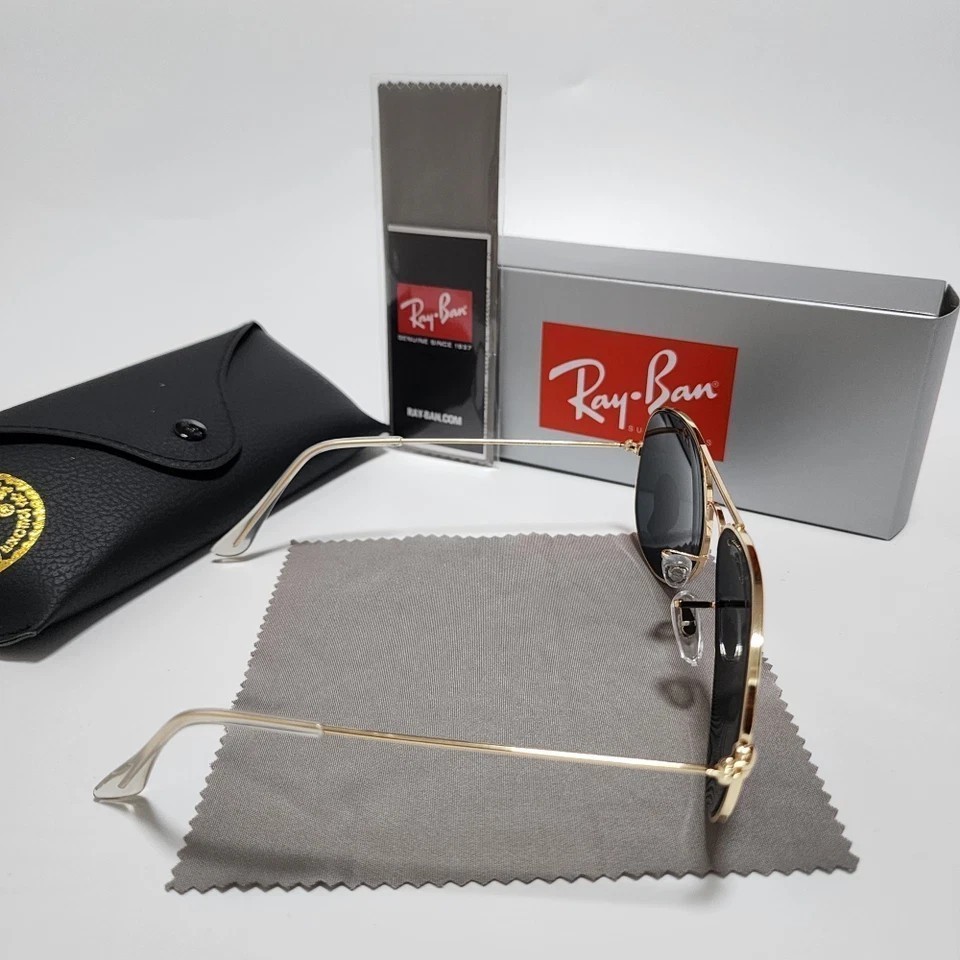 Brand New！ Ray-Ban RB3025 Aviator Sunglasses Gold Frame Glass Lens 58 mm~