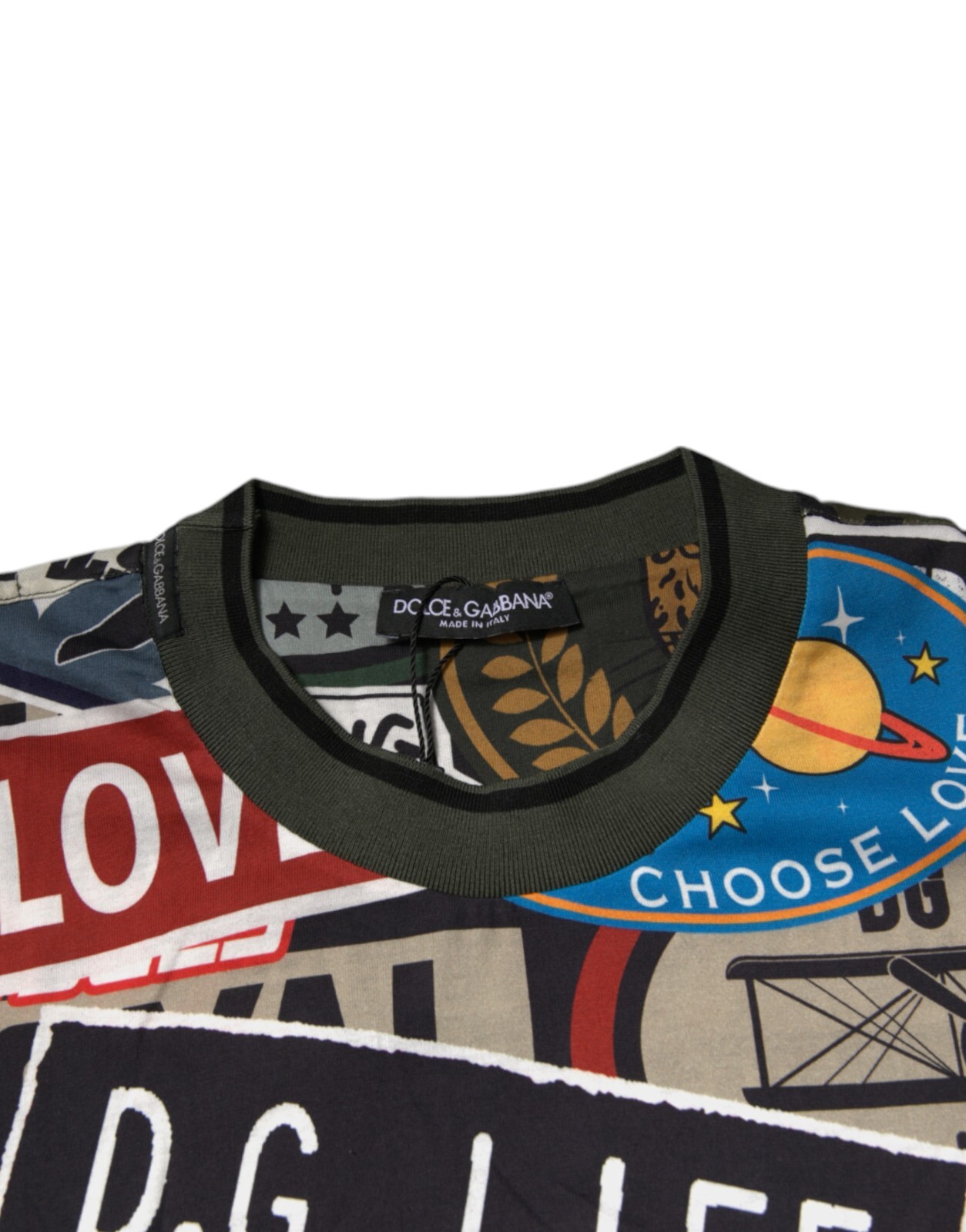 DOLCE & GABBANA T-shirt Multicolor Graphic Print Cotton Crew Neck IT48/US38/M
