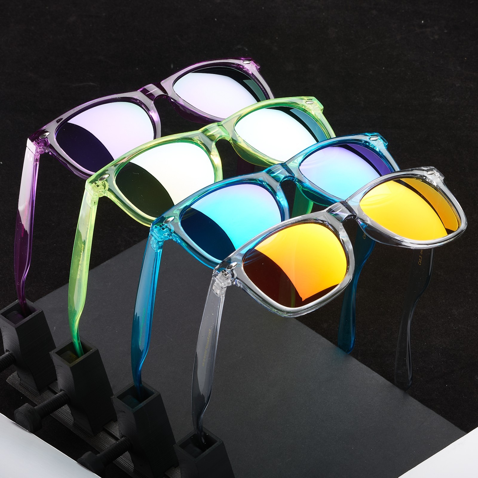 Retro Rewind Translucent Sunglasses Men Women Y2k Neon 80s Mirrored Colorful