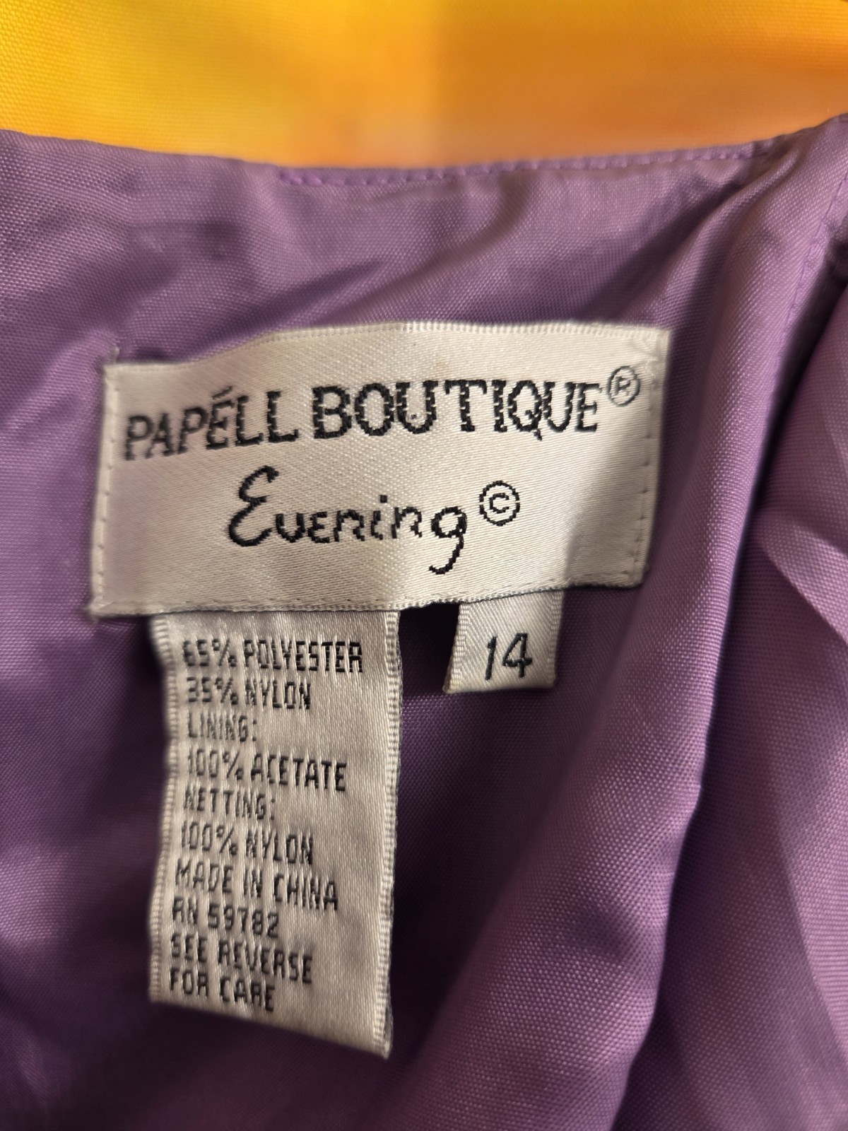 Papell Boutique Evening Purple Beaded Sequin Satin Long Formal Gown Size 14