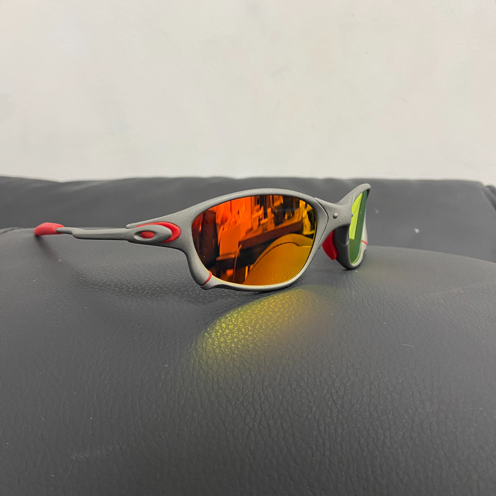 Oakley Juliet 2.0 X-Metal Polarized Sunglasses Red Lens Gray Frames Vintage