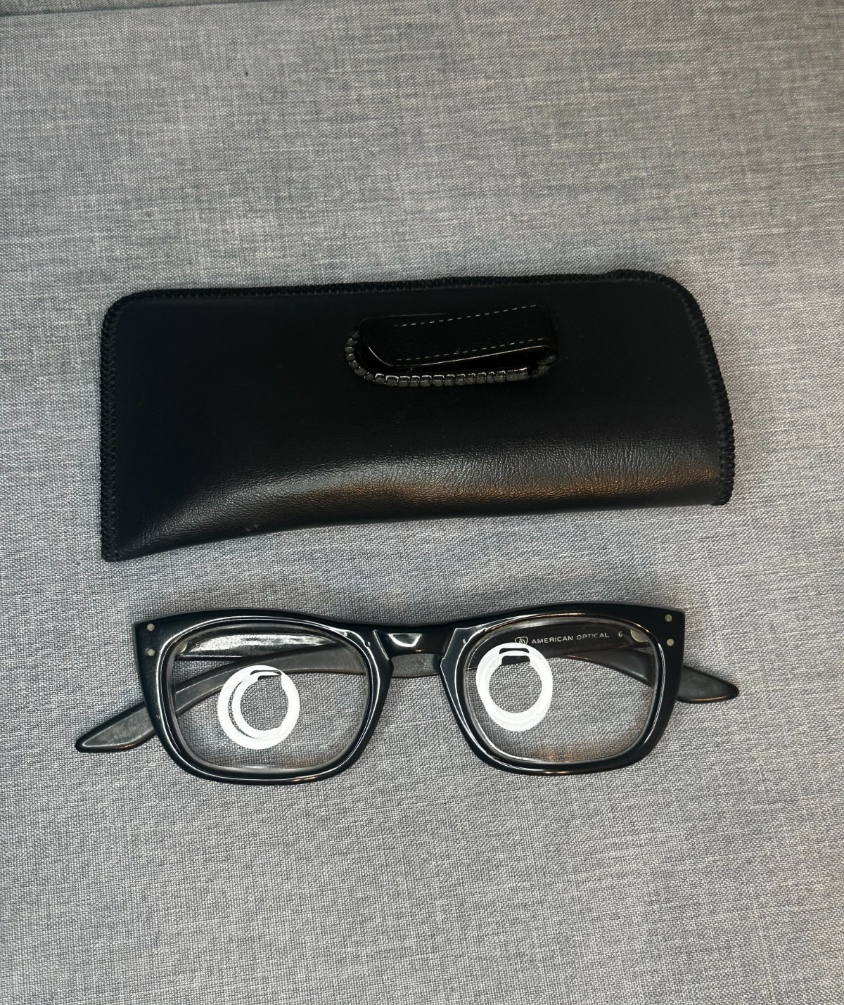 1960s American Optical AO 50-24 thick rimmed black eyeglasses Gov. issued frames