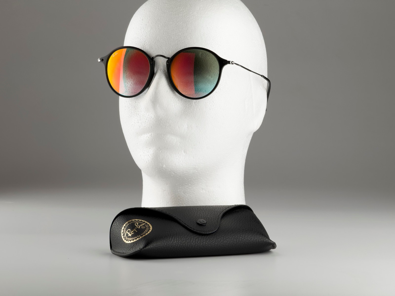 Ray-Ban RB2447 “Rounds” w/Black Frames & Red Orange Photochromic Lenses 7+ *