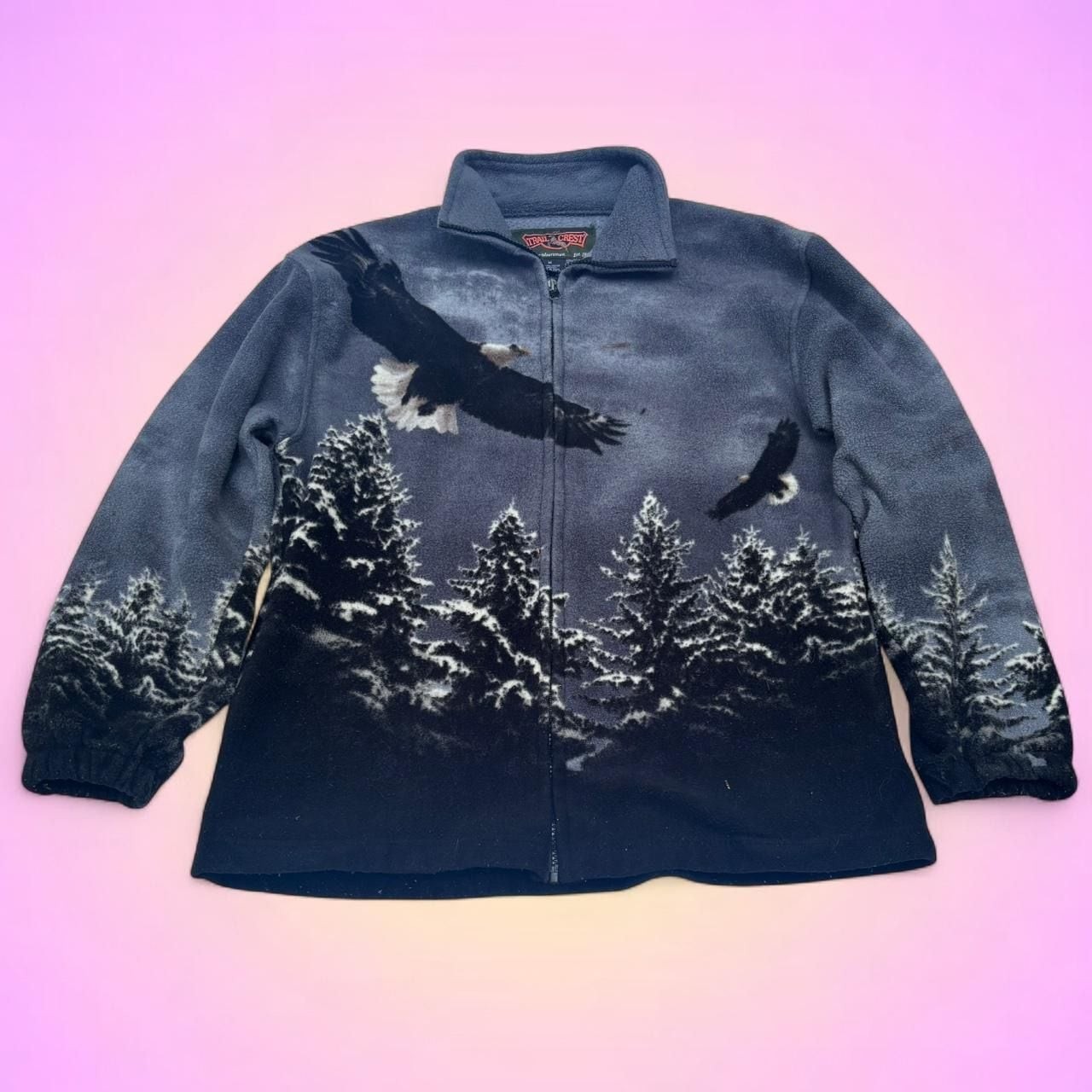 Trail Crest Eagle Forest Print Full Zip Fleece Jacket