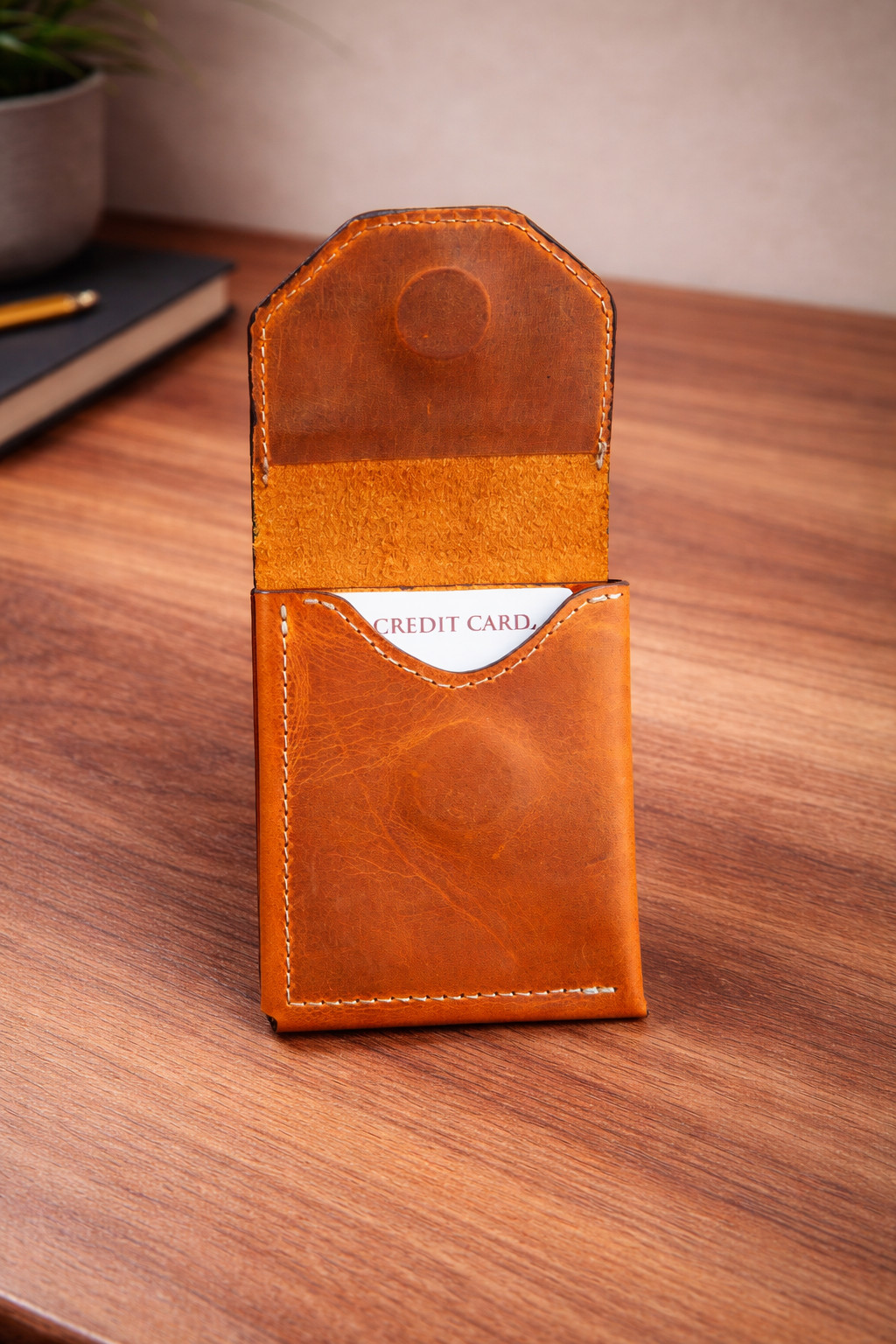 Leather Cash Wallet for Men, Slim Front Pocket Card Holder, Handmade Minimalist