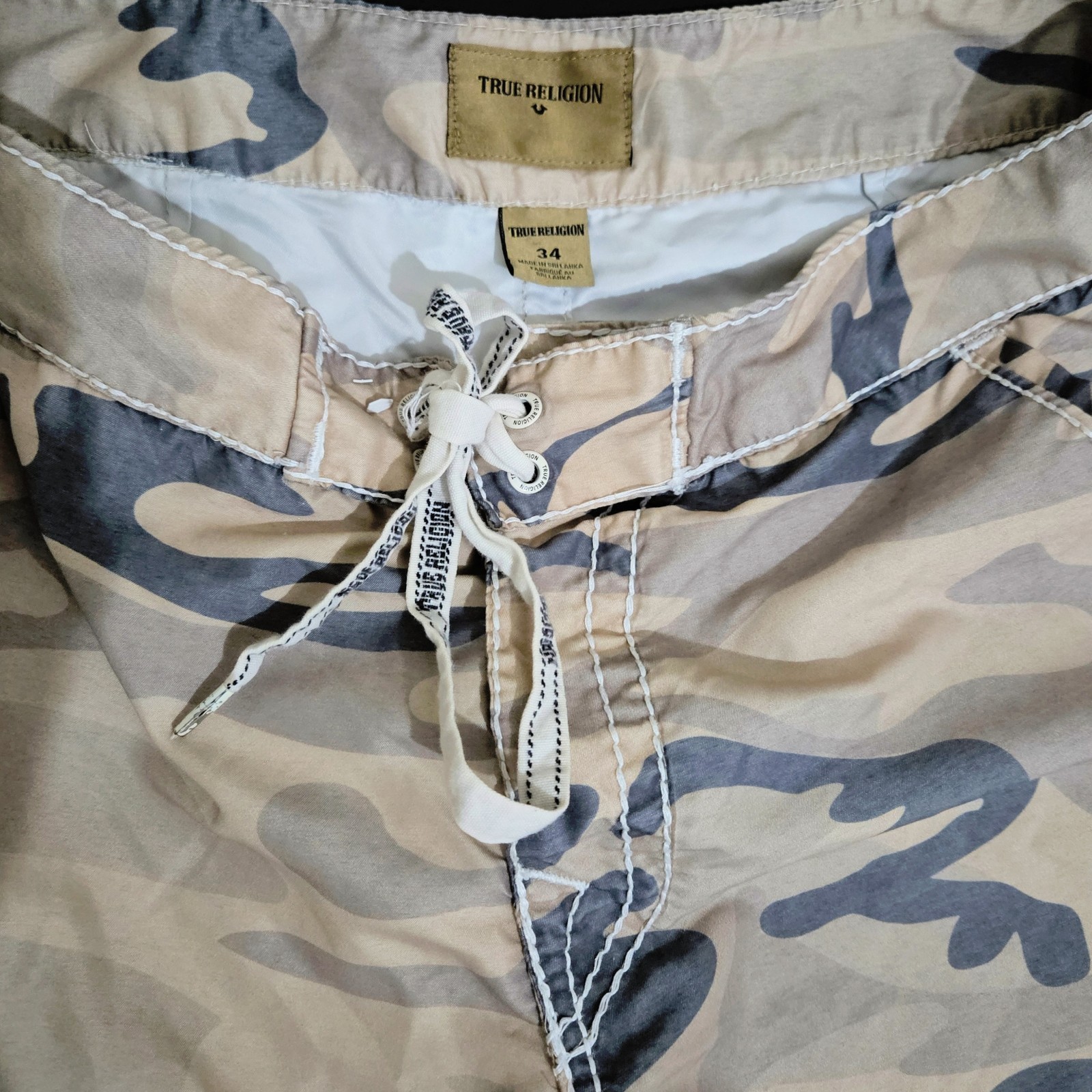 True Religion Mens Camo Swim Board Shorts Pockets High Rise Size 34 Sri Lanka