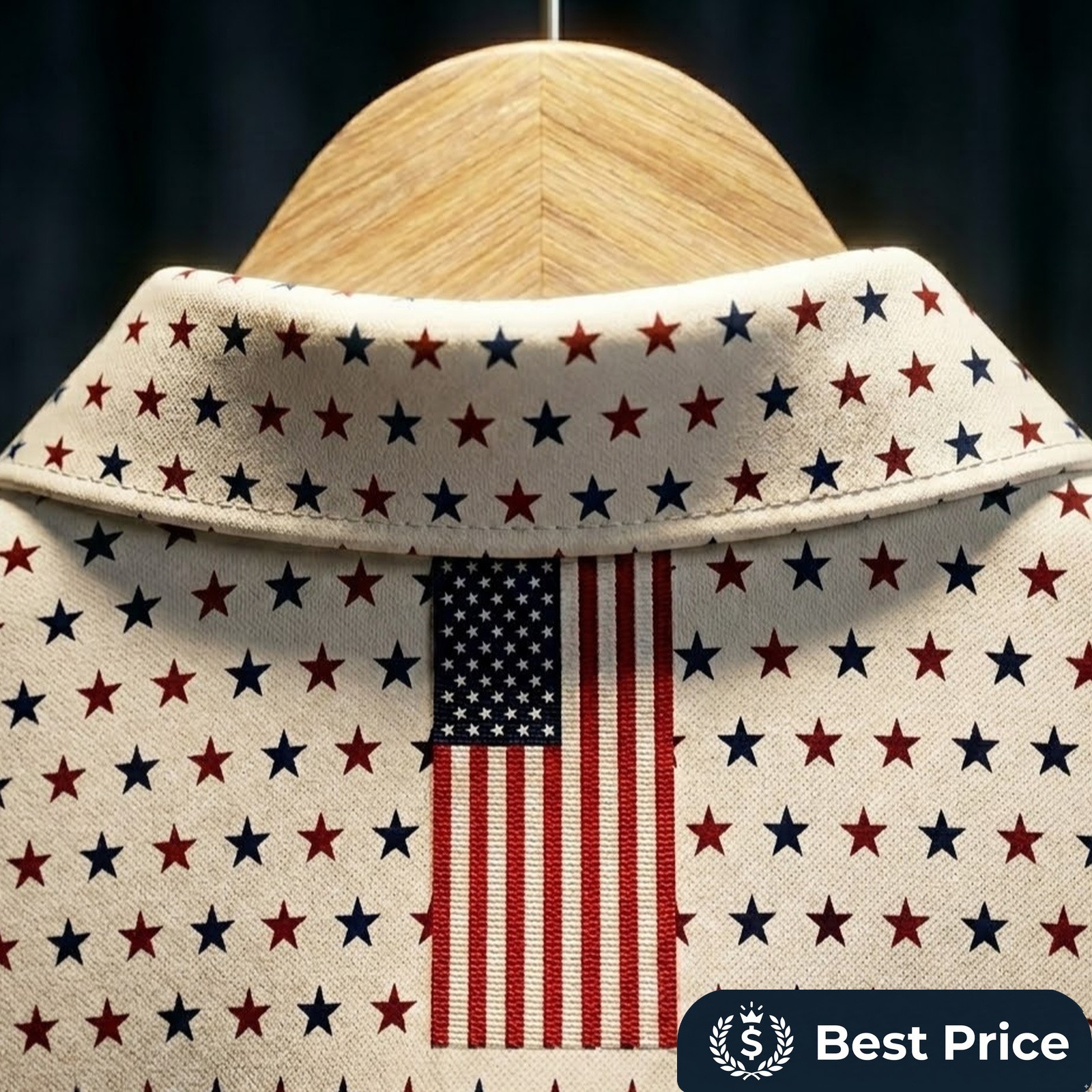 ⭐United States The Rhoback White Polo by :Non-Bacon Collar USA Flag M – L – XL⭐