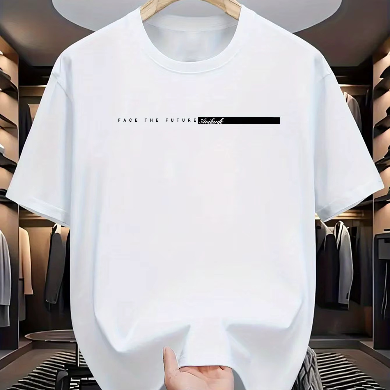 Men’s Summer Cotton Loose Fit Letter Print T Shirt Casual Tee Tshirt Casual Gift