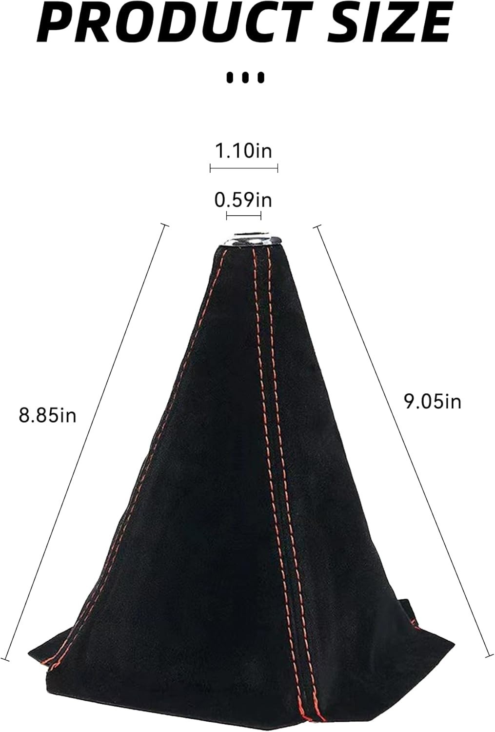 JDM Universal Suede Manual Shift Boot Black W/Red Stitching Compatible with Hond