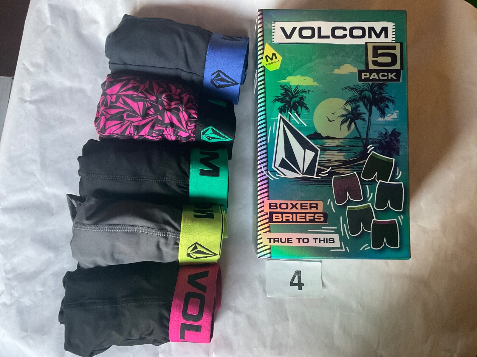 Volcom 5 Pack Boxer Briefs 5.5 inch Inseam New Men Green Black Gray Blue Floral