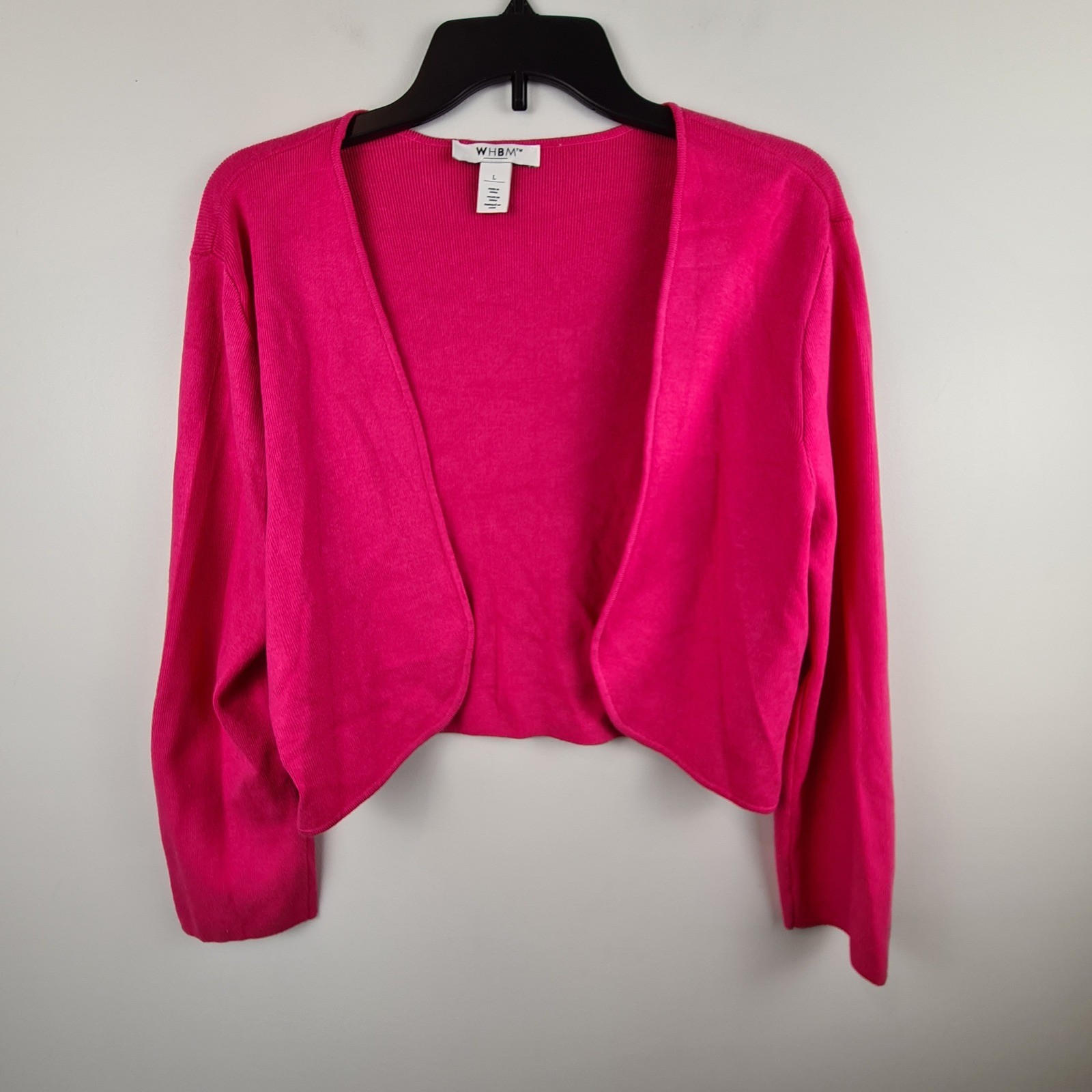White House Black Market Pink Open Front Bolero Shrug Cardigan Large WHBM Office