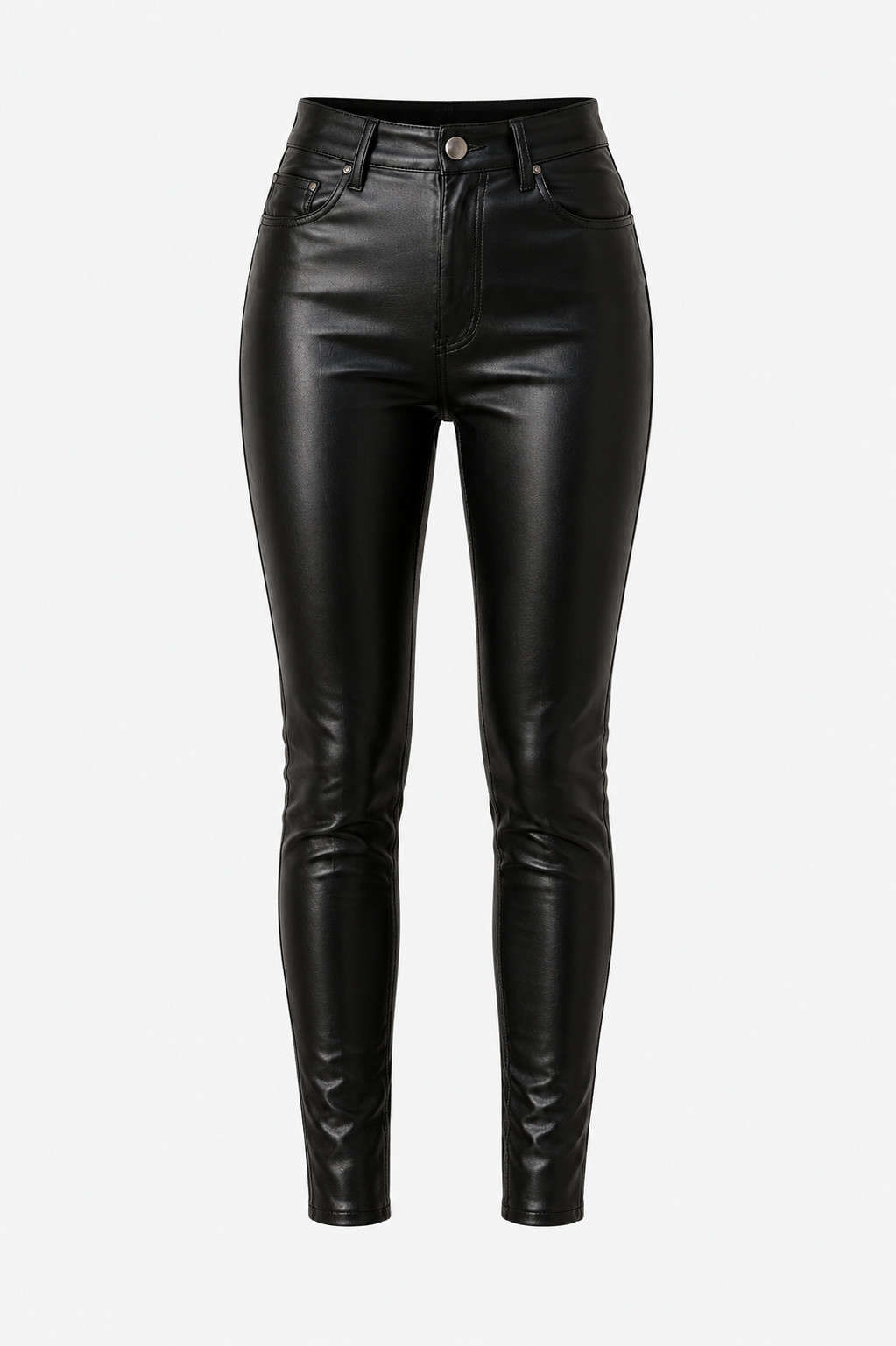 Women’s Real Lambskin Leather Leggings High Waist Slim Fit Stretch skinny Pants