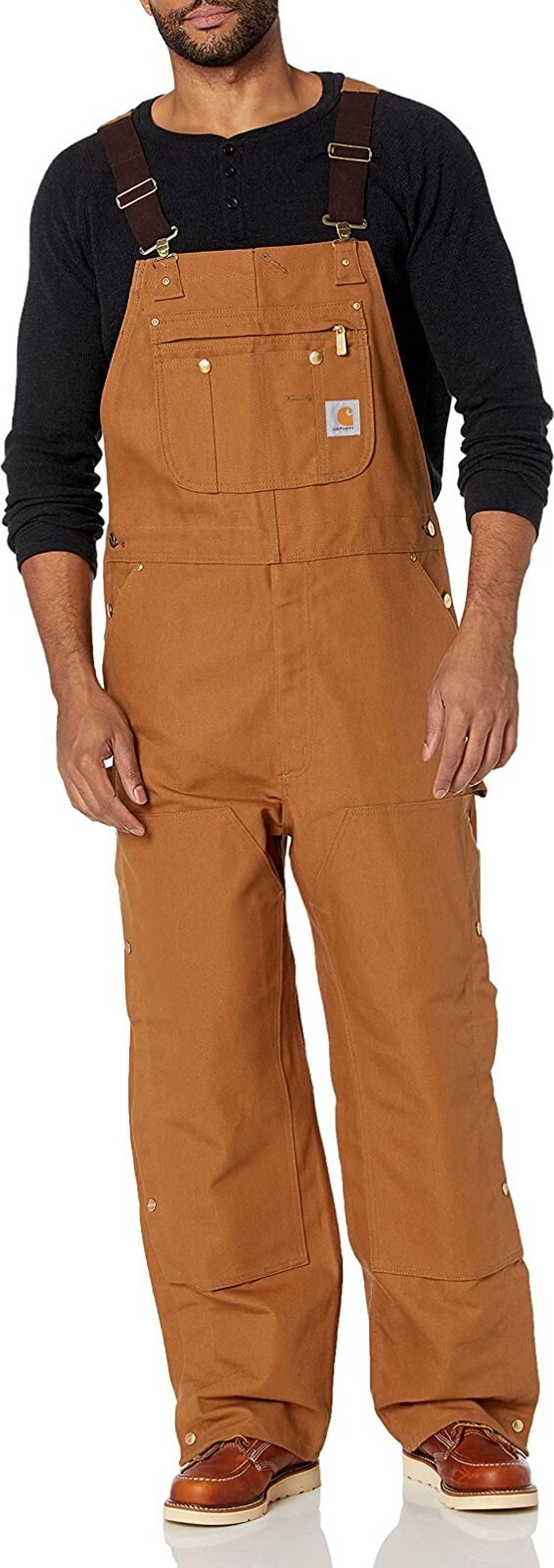 NWT Carhartt Men’s Zip To Thigh Unlined Bib Overall Brown Size 48×32 $160 GG047