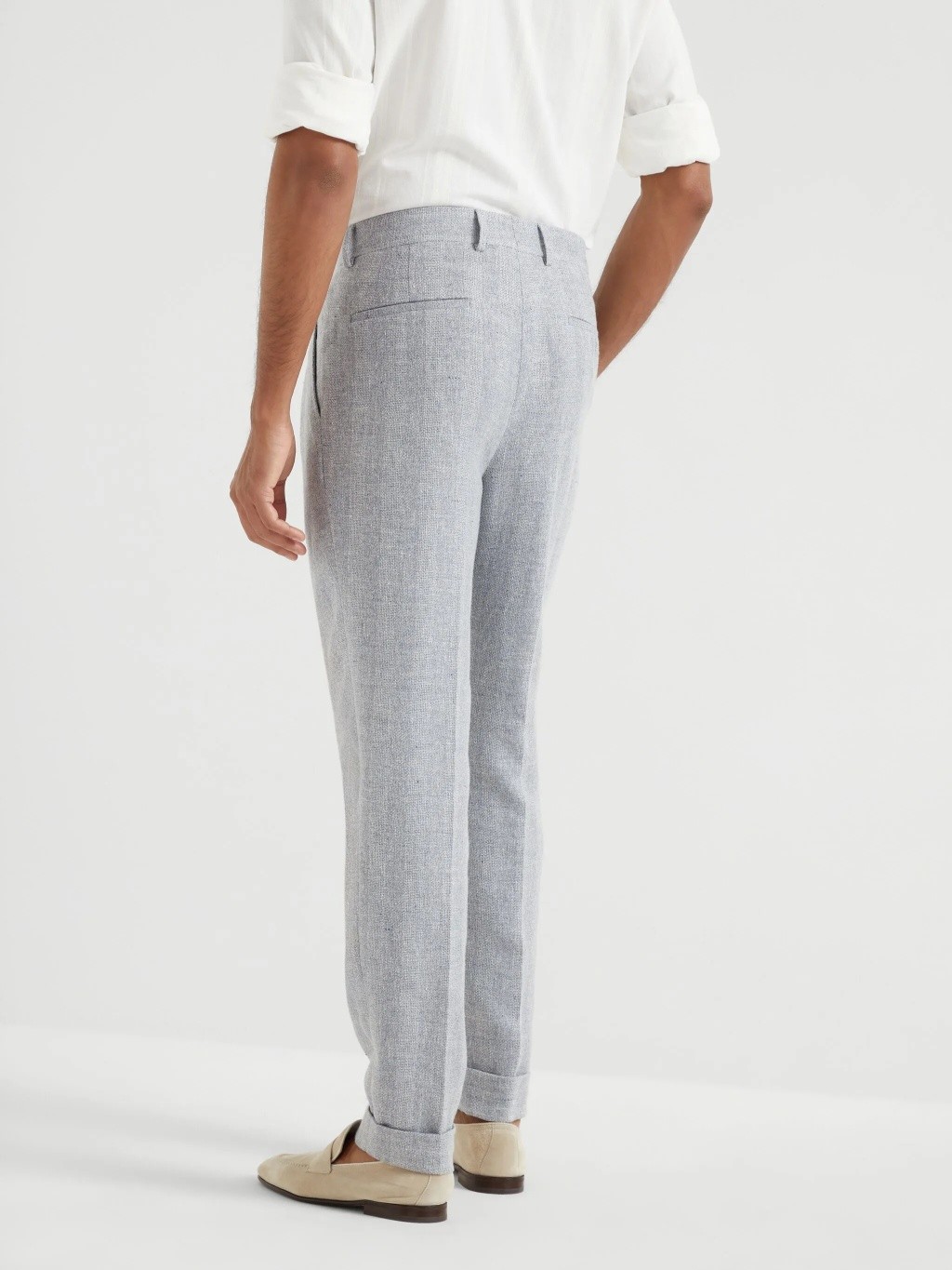 BRUNELLO CUCINELLI MEN’S DUST LINEN SILK WOOL TROUSERS MSRP $1650