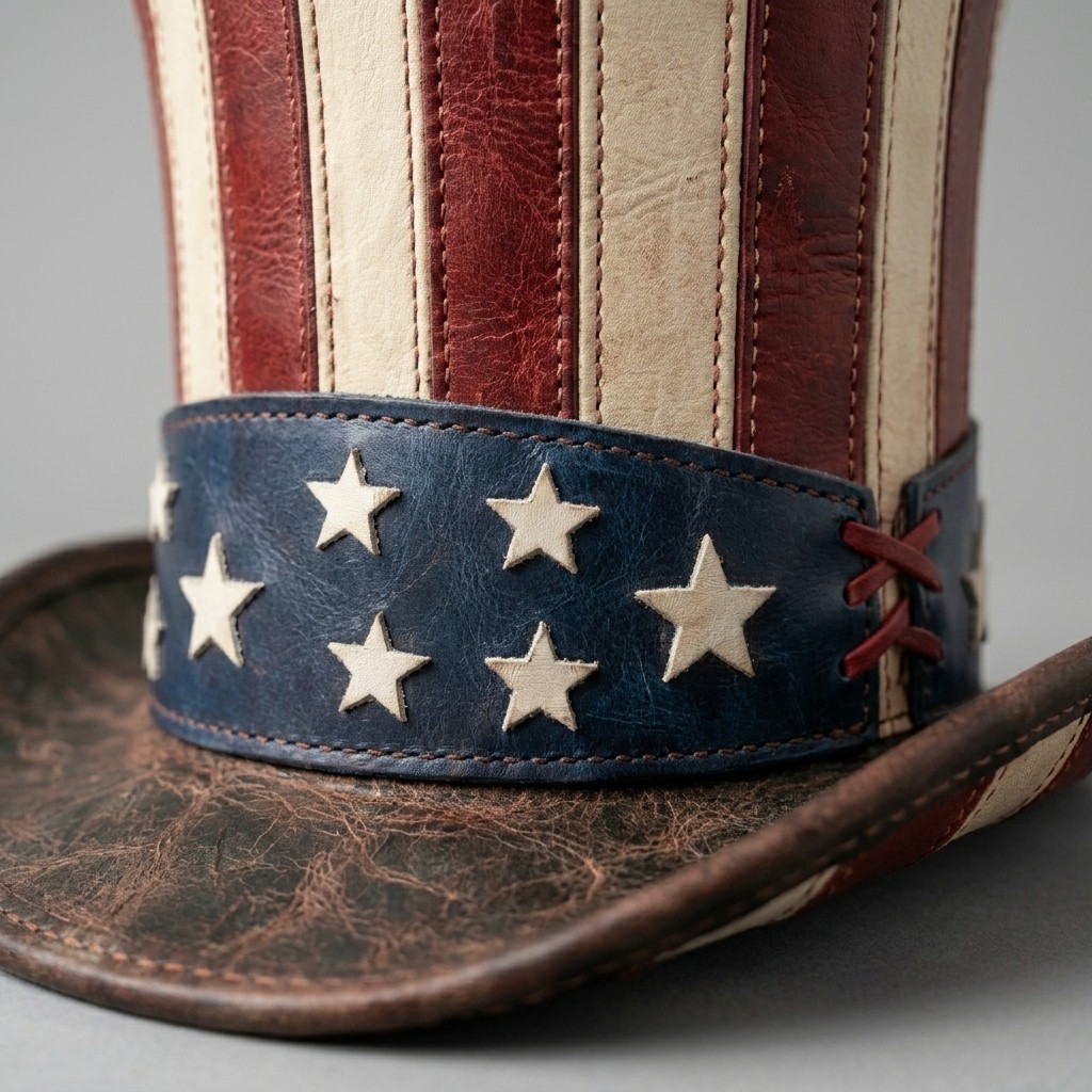 Top Hat Leather Hat | USA Flag Patriotic | Uncle Sam Style Hat Independence Day