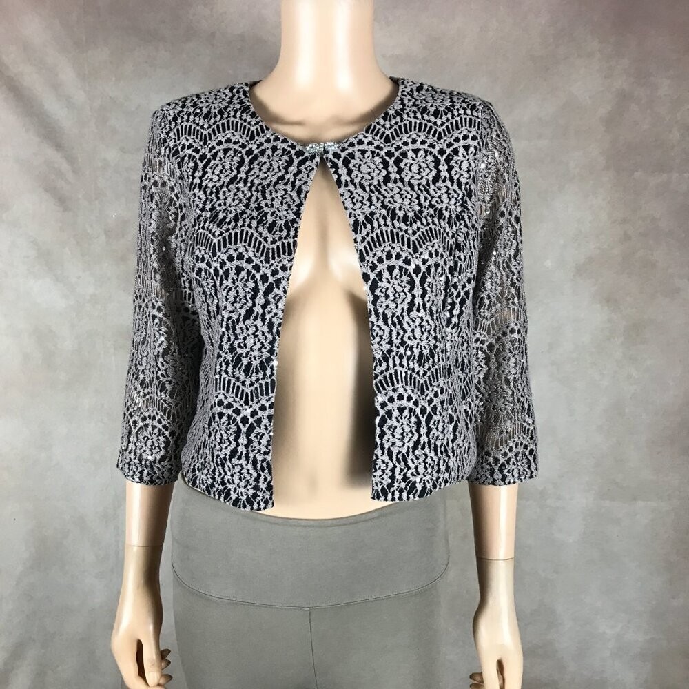 Jessica Howard Taupe Lace Dressy Bolero Cardigan, 12P