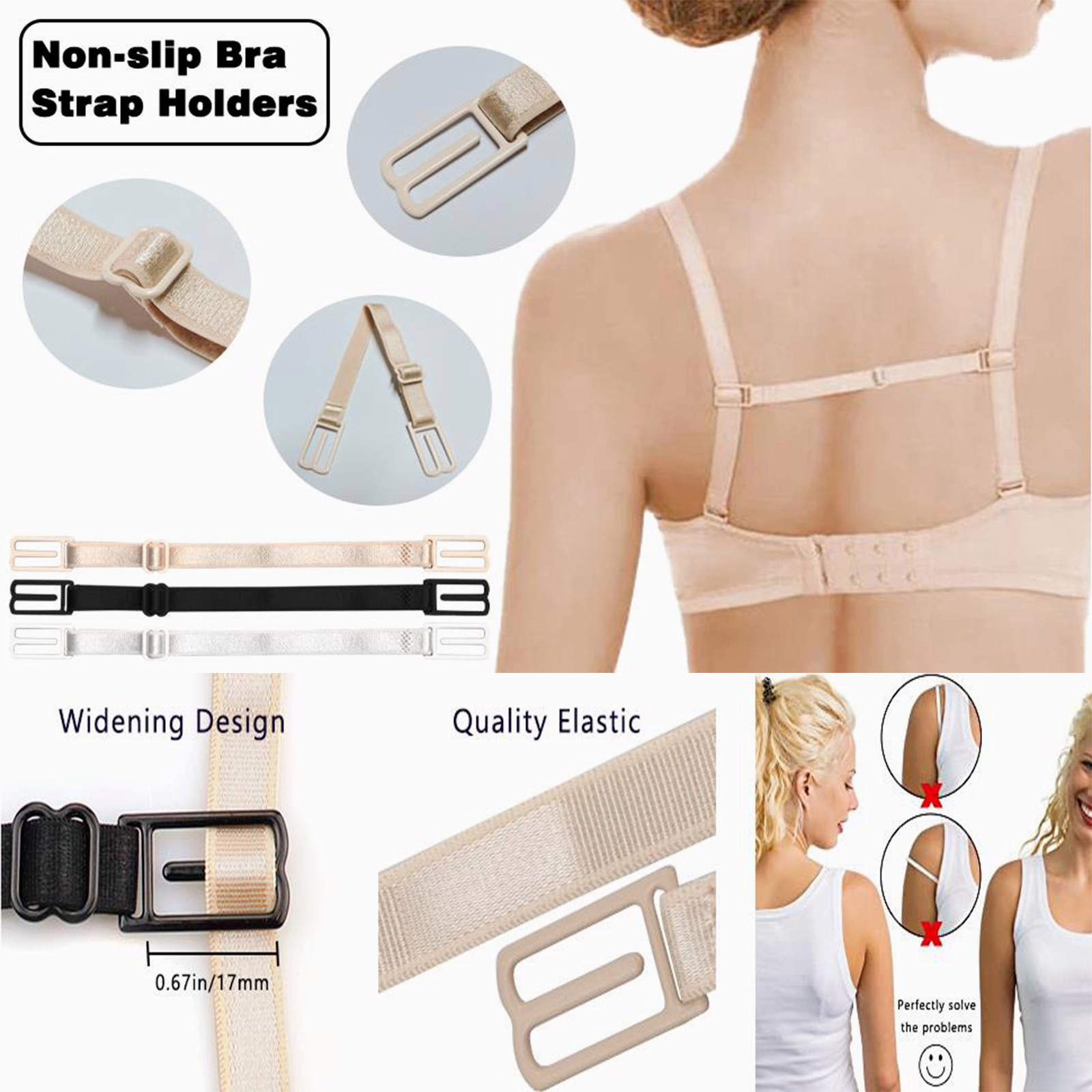4-8pcs Bra Strap Clips Elastic Non-slip Strap Holder Women Bra Rope Adjustable