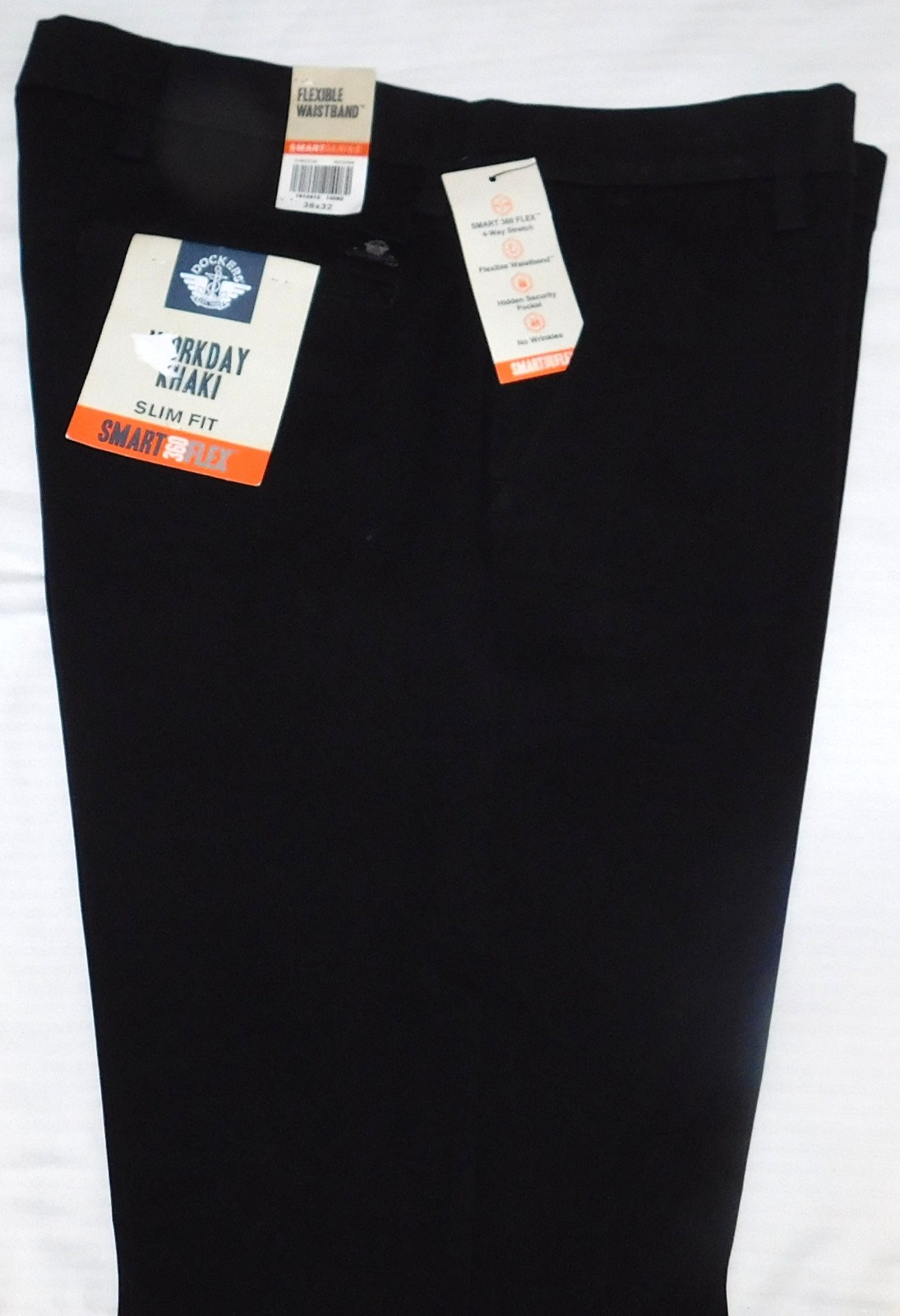 DOCKERS Workday Khaki Slim Fit Pants 360 4 Way Stretch Flexible Waistband Black