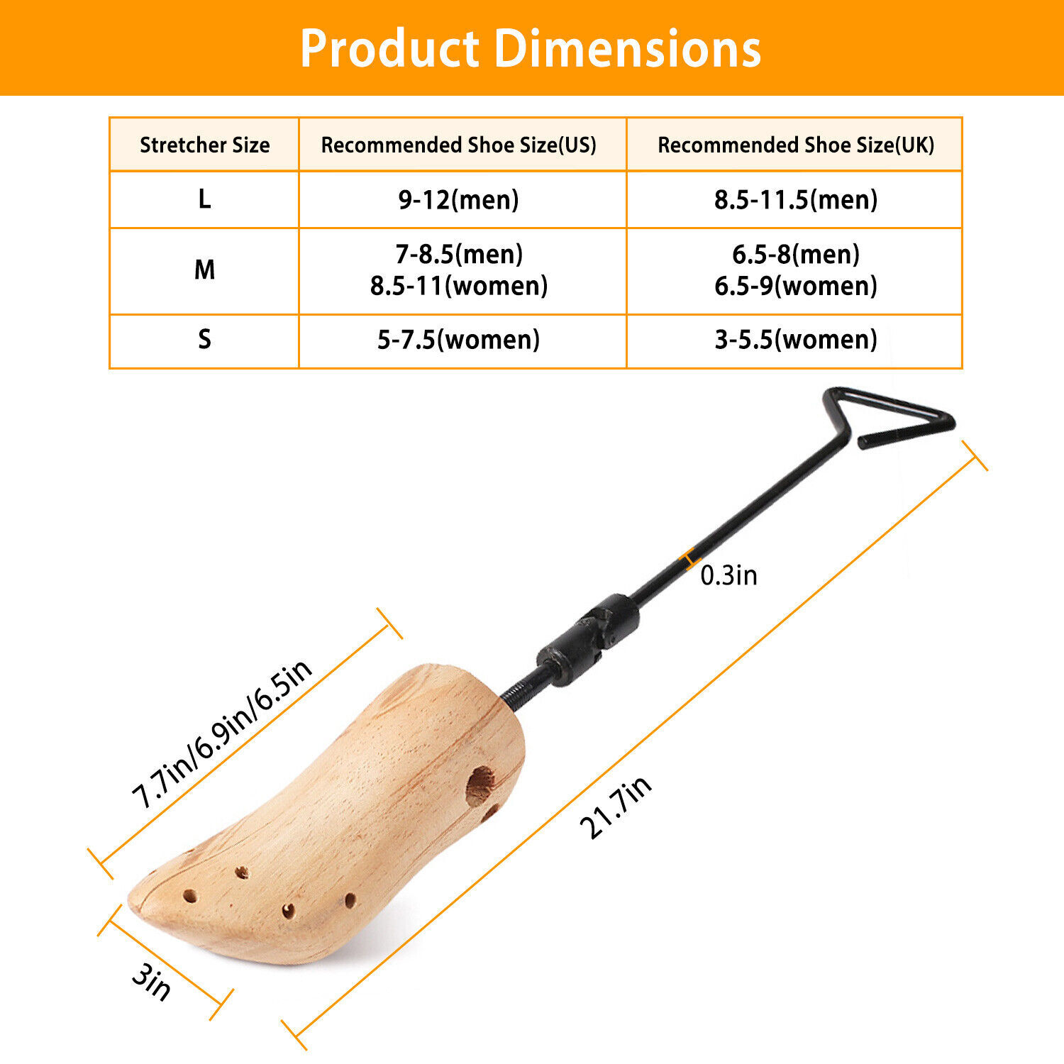 2PCS Wooden Boot Stretcher Adjustable Shoe Shaper Widener Expander for Men Women