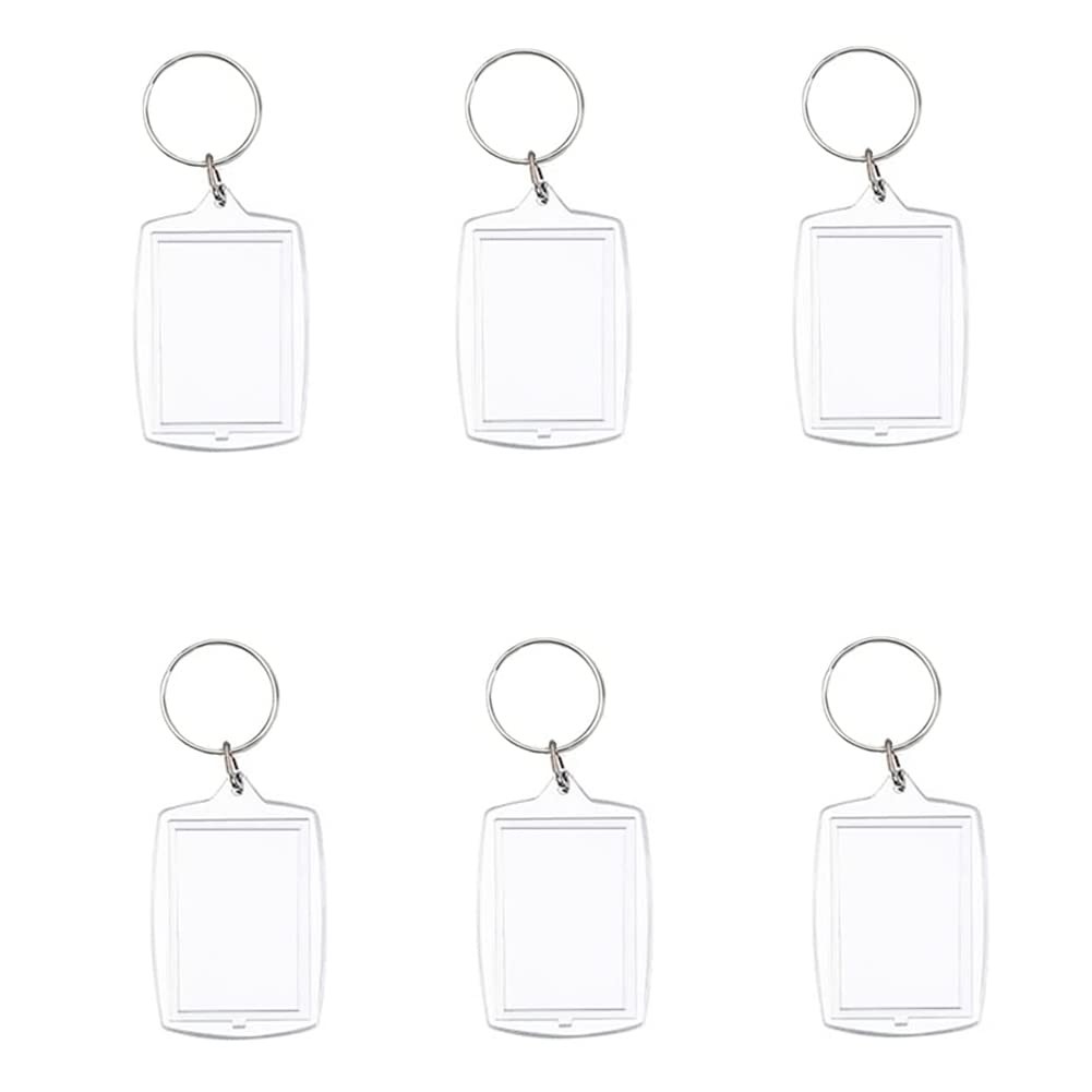6pcs Double Sided Blank Picture Keychain Personalised Photo Key Fob Holder wi…