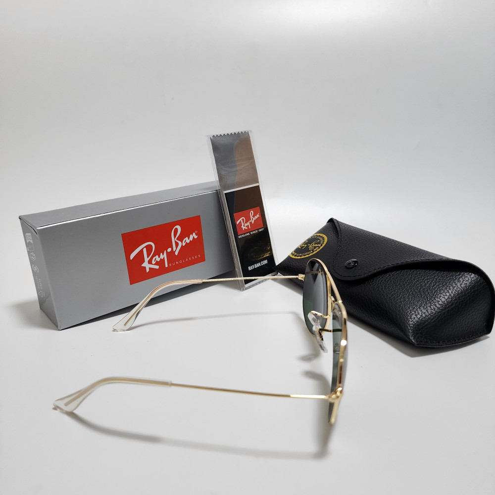Ray-Ban RB3025 Aviator Sunglasses Gold Frame Green Glass Lens 58mm USA Shipping