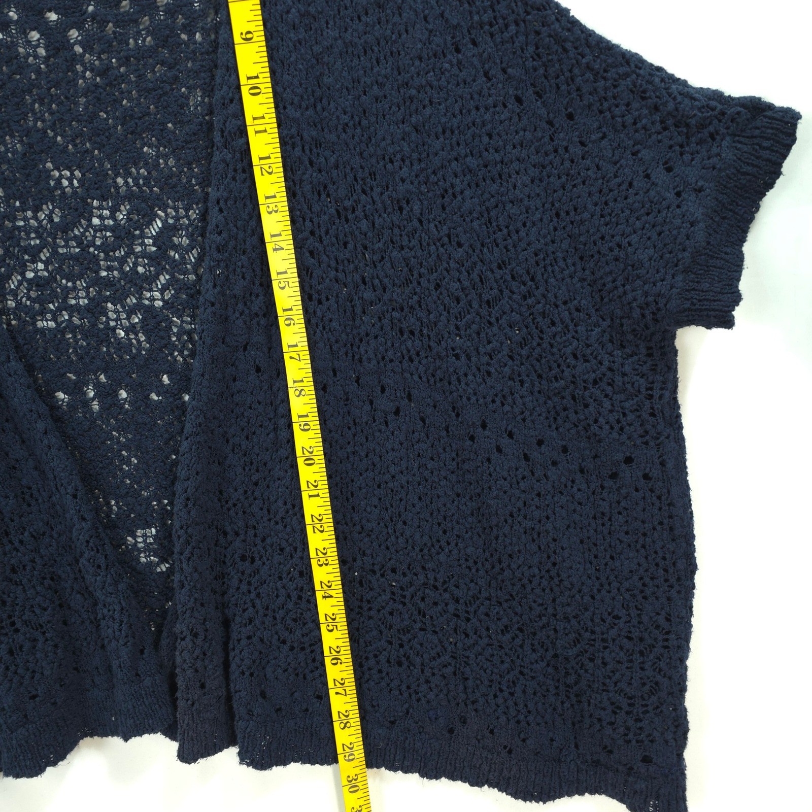 Aeropostale Cardigan Open Knit Crochet Women XL Blue Boho Shrug Layering