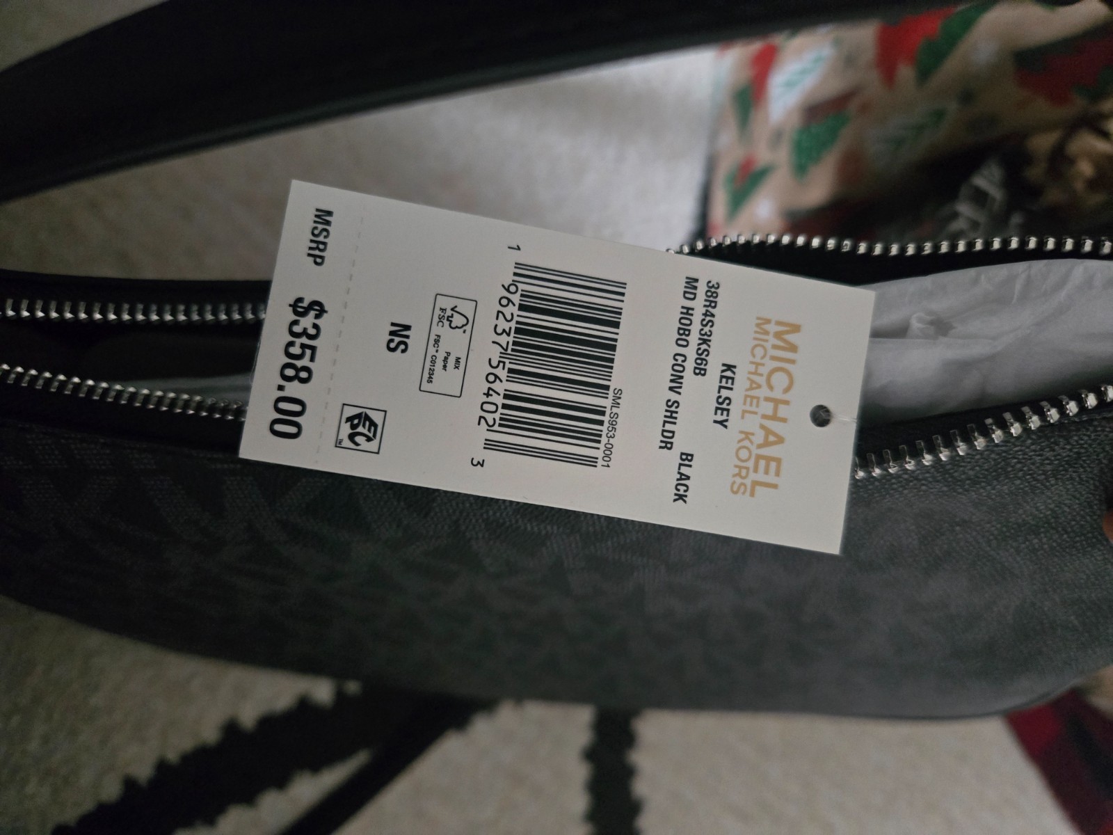 Michael Kors Kelsey Medium Hobo Convertible Shoulder – Black Signature Logo- NWT