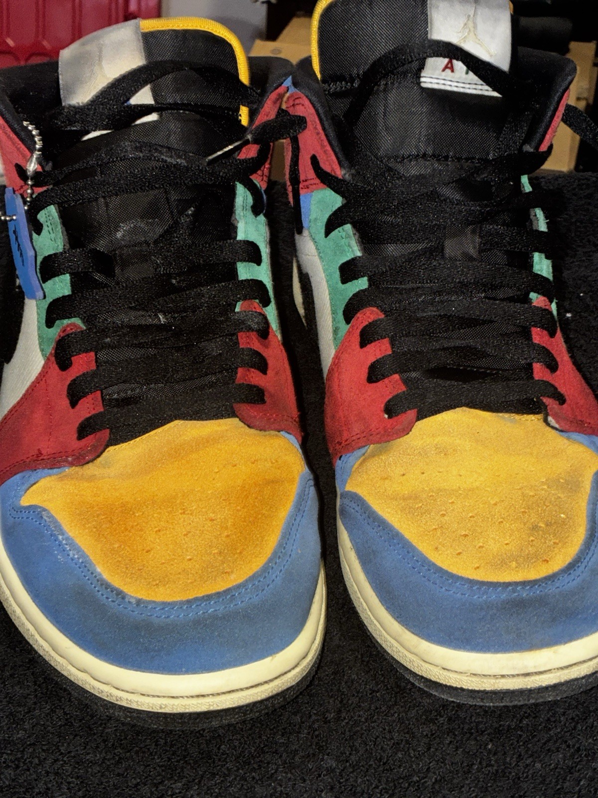 Jordan Air Jordan 1 Mid Men’s Multicolor Colorblock Mid-Top Lace-Up Sneakers