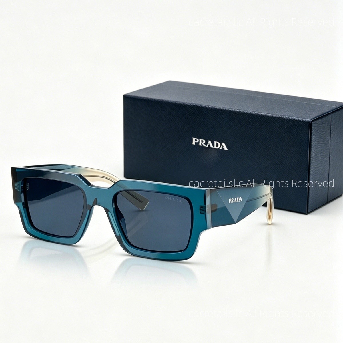 Prada SPR B17 Sunglasses for Women/Men Square Authentic Blue Frame Lenses w/ Box