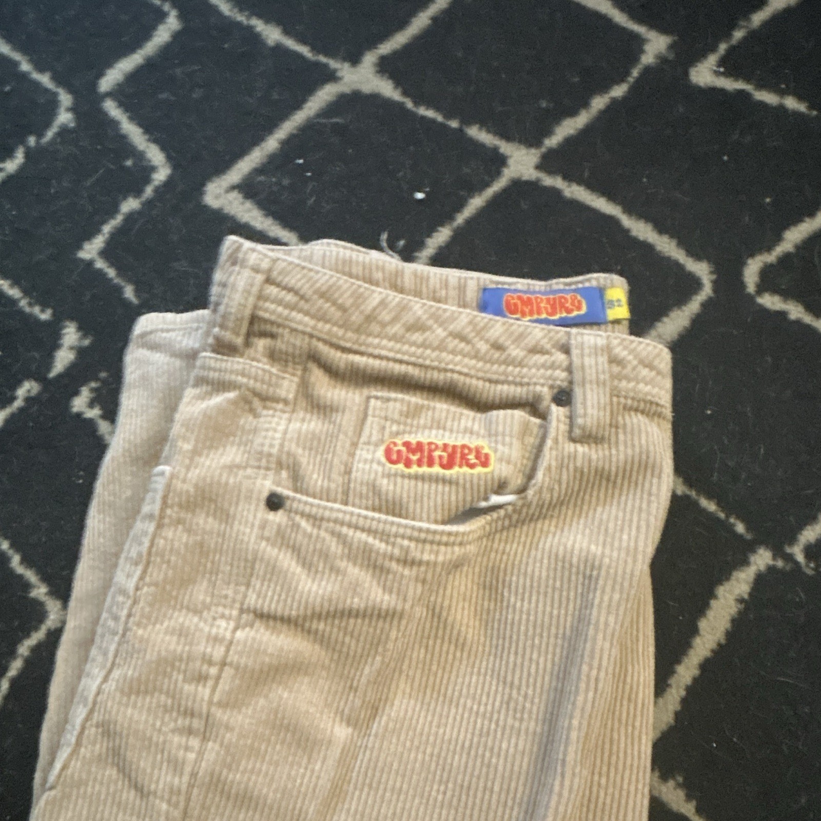 Empyre Men’s Beige Corduroy Pants Straight Leg 32W Flat Front Pockets