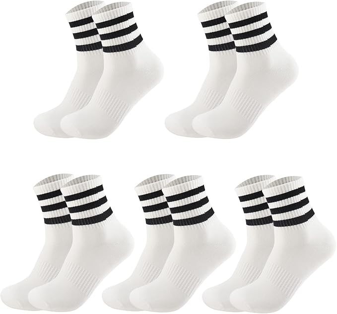 ONE PAIR stripe quarter crew athletic socks