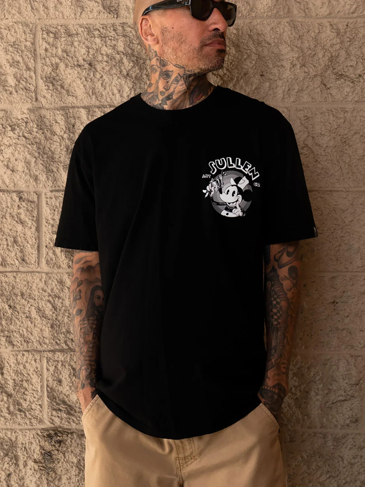 Sullen Men’s Steamboat Sullie Short Sleeve Premium T-shirt Tattoo Cartoon Mouse