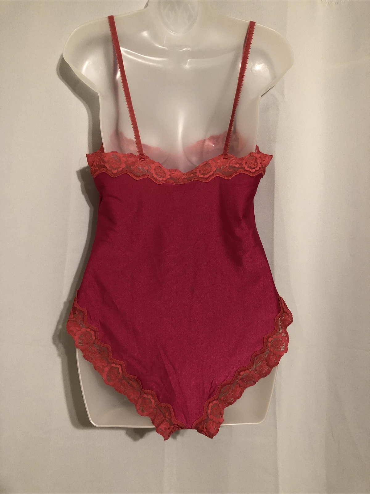 True VINTAGE Flair Stain Pink bodysuit lace teddy Size Medium # 6609 Made In Usa