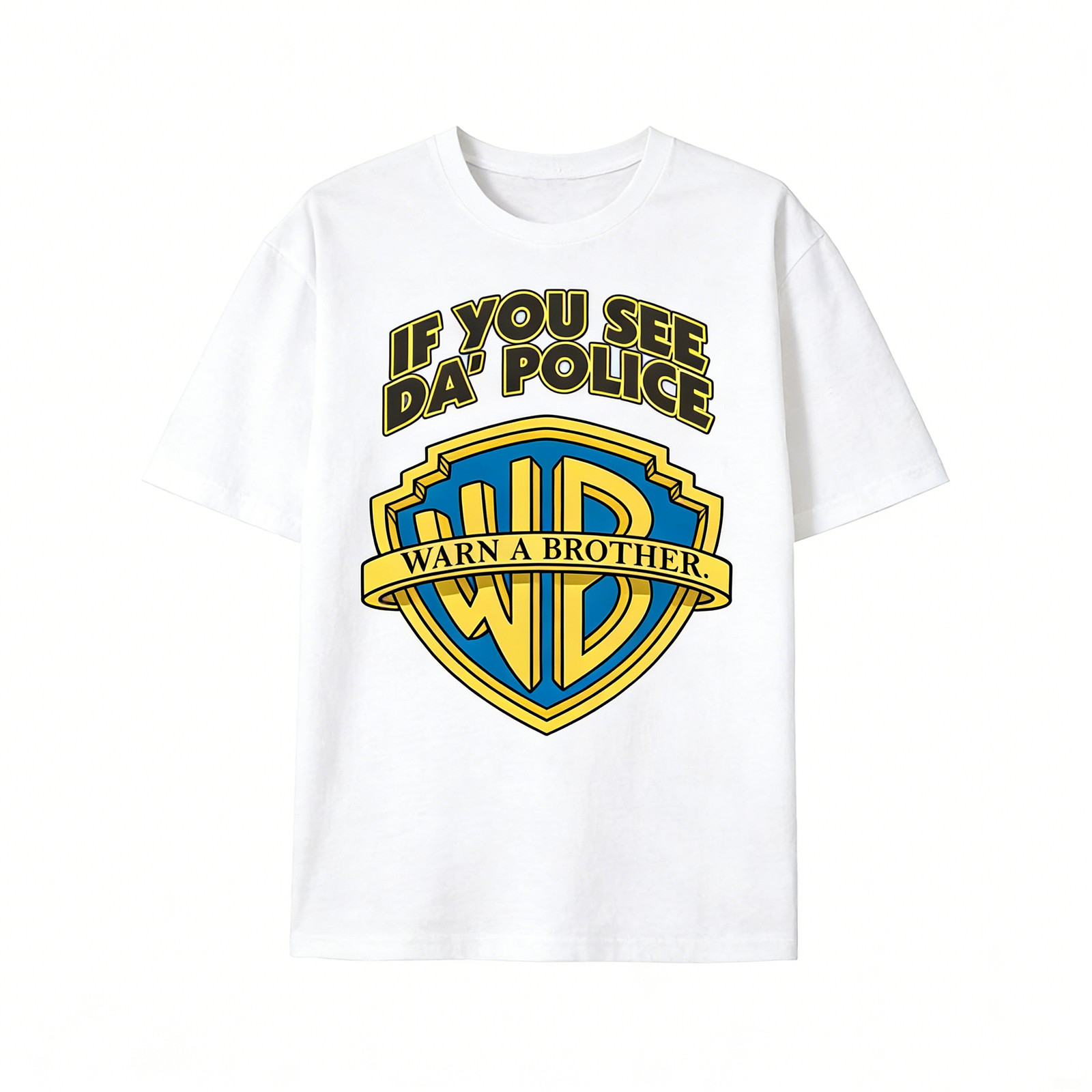 If You See The Police Warn A Brother Print Mens Stylish Graphic Print T-Shirt